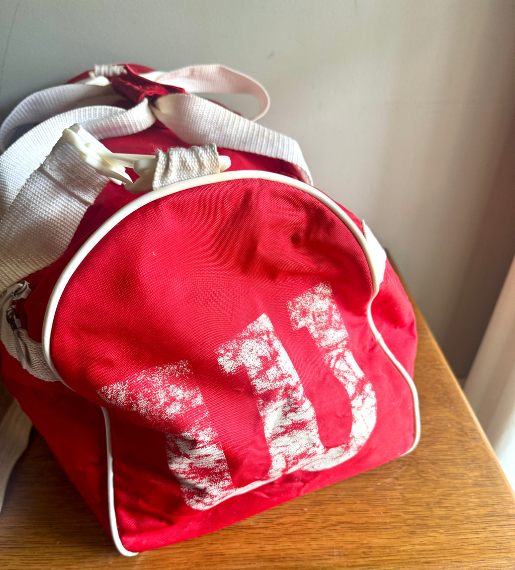 Vtg Distressed Red and White Wilson Duffle Bag | Wilson Red and White Gym Bag