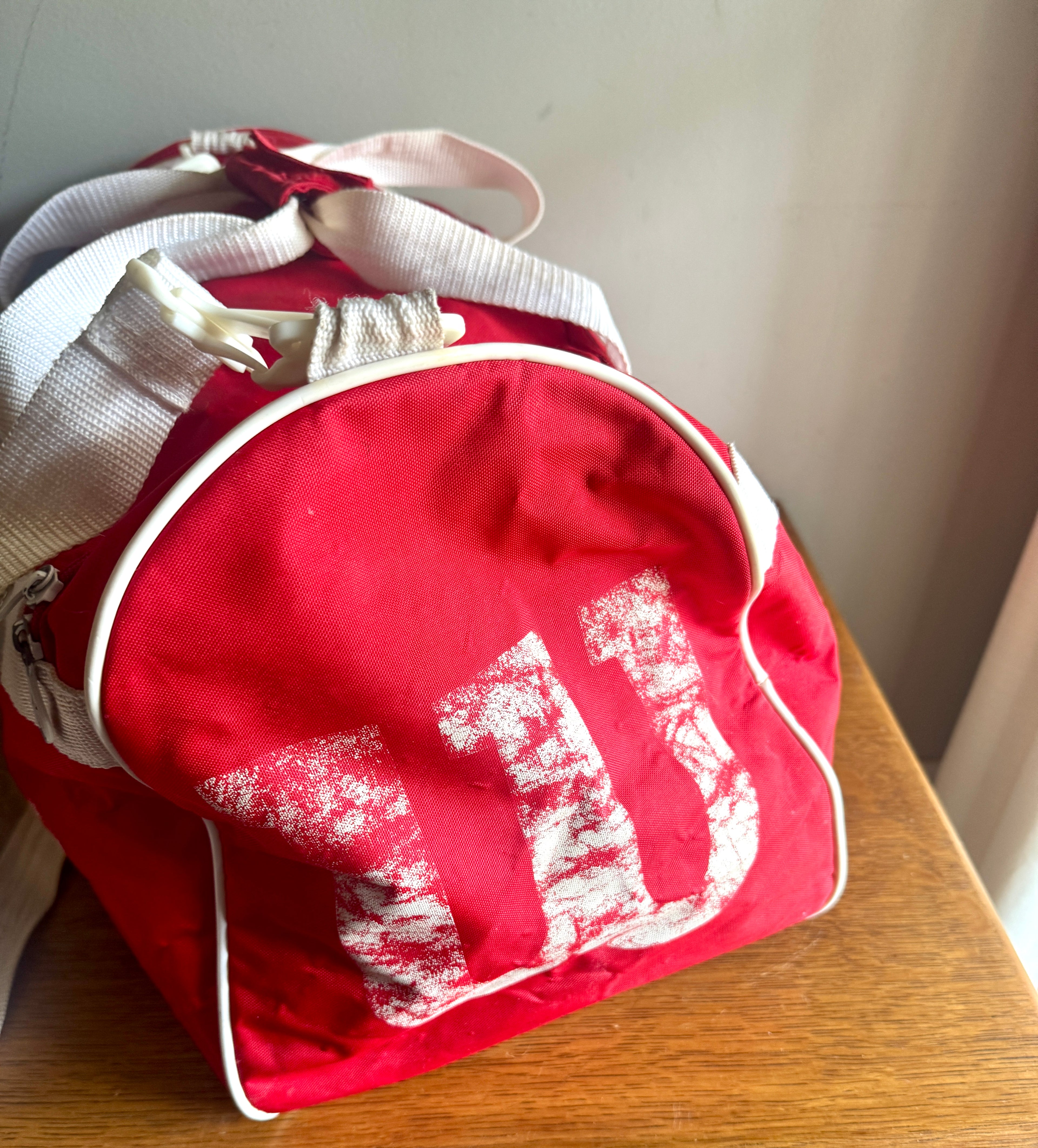 Vtg Distressed Red and White Wilson Duffle Bag | Wilson Red and White Gym Bag