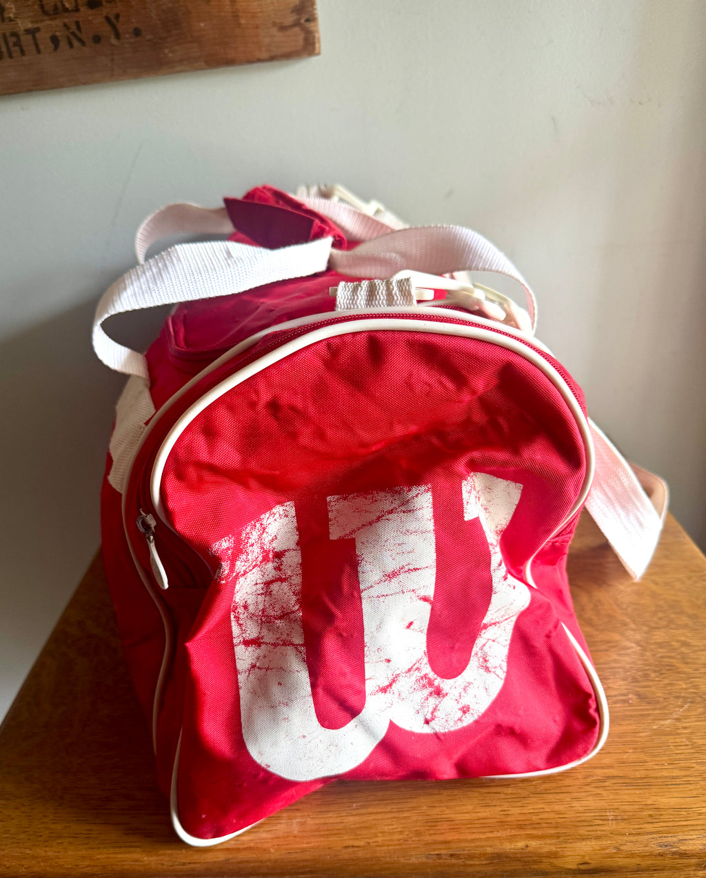 Vtg Distressed Red and White Wilson Duffle Bag | Wilson Red and White Gym Bag