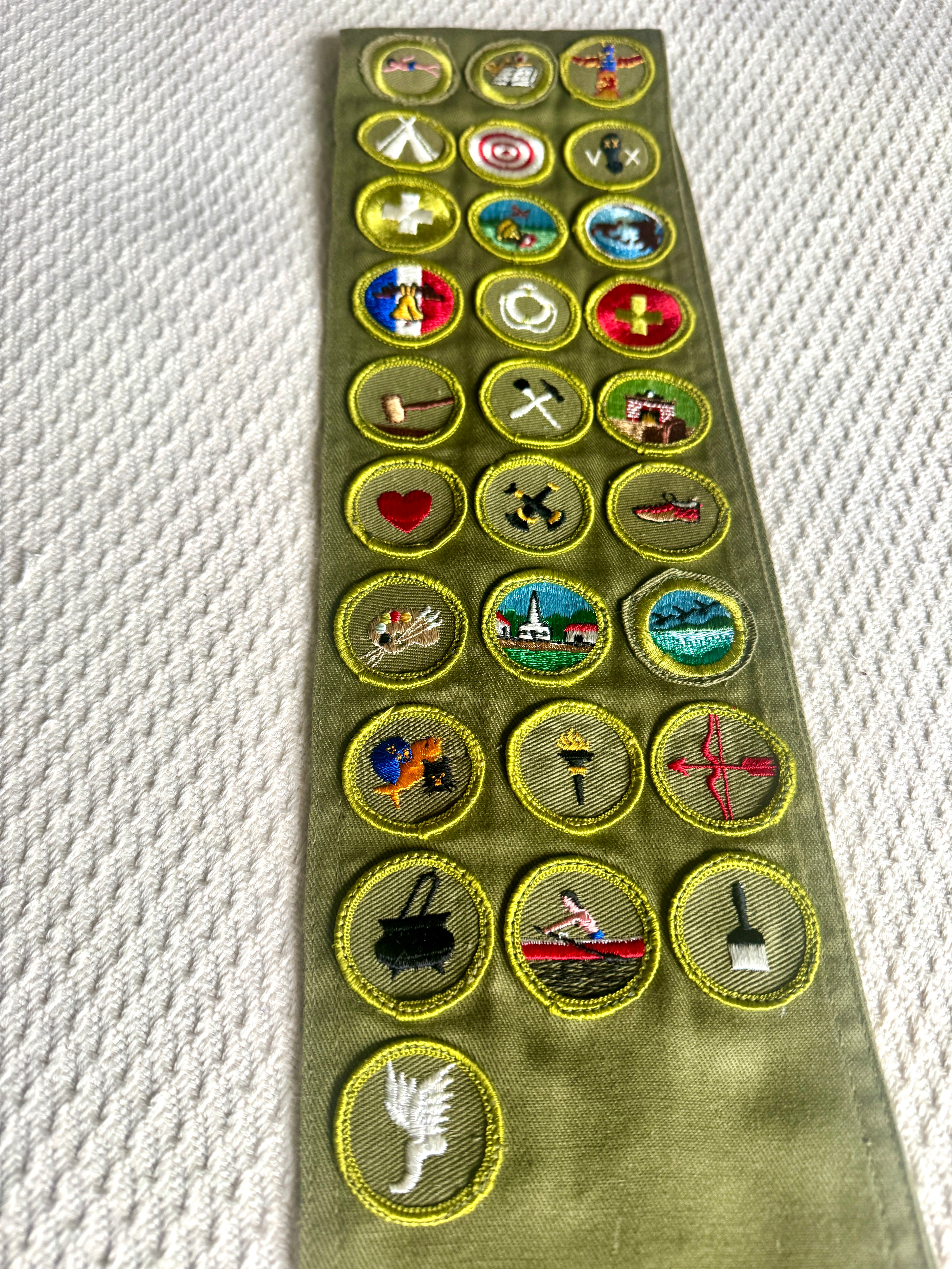 50-60's Boy Scout BSA Sash with 28 Merit Badges