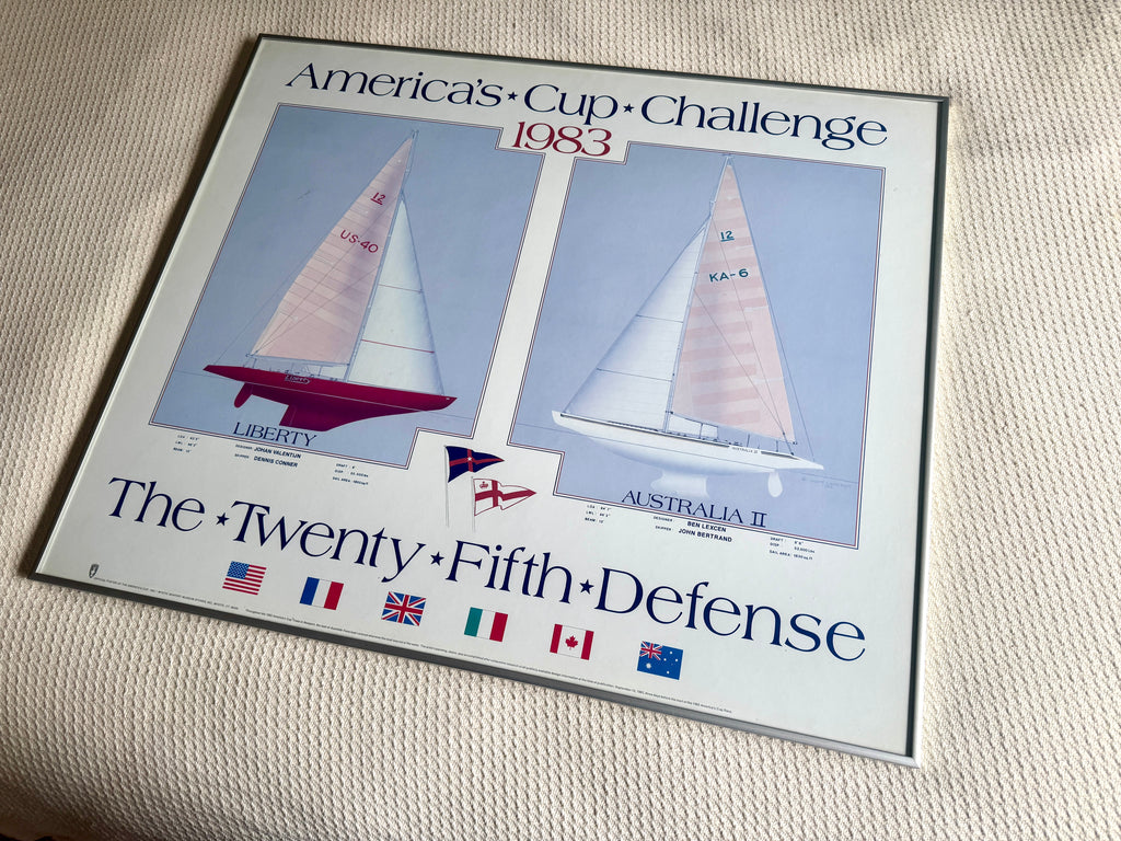 Official Framed 1983 America's Cup Challenge Sailing Poster by Mystic Seaport ~ 25 x 30"