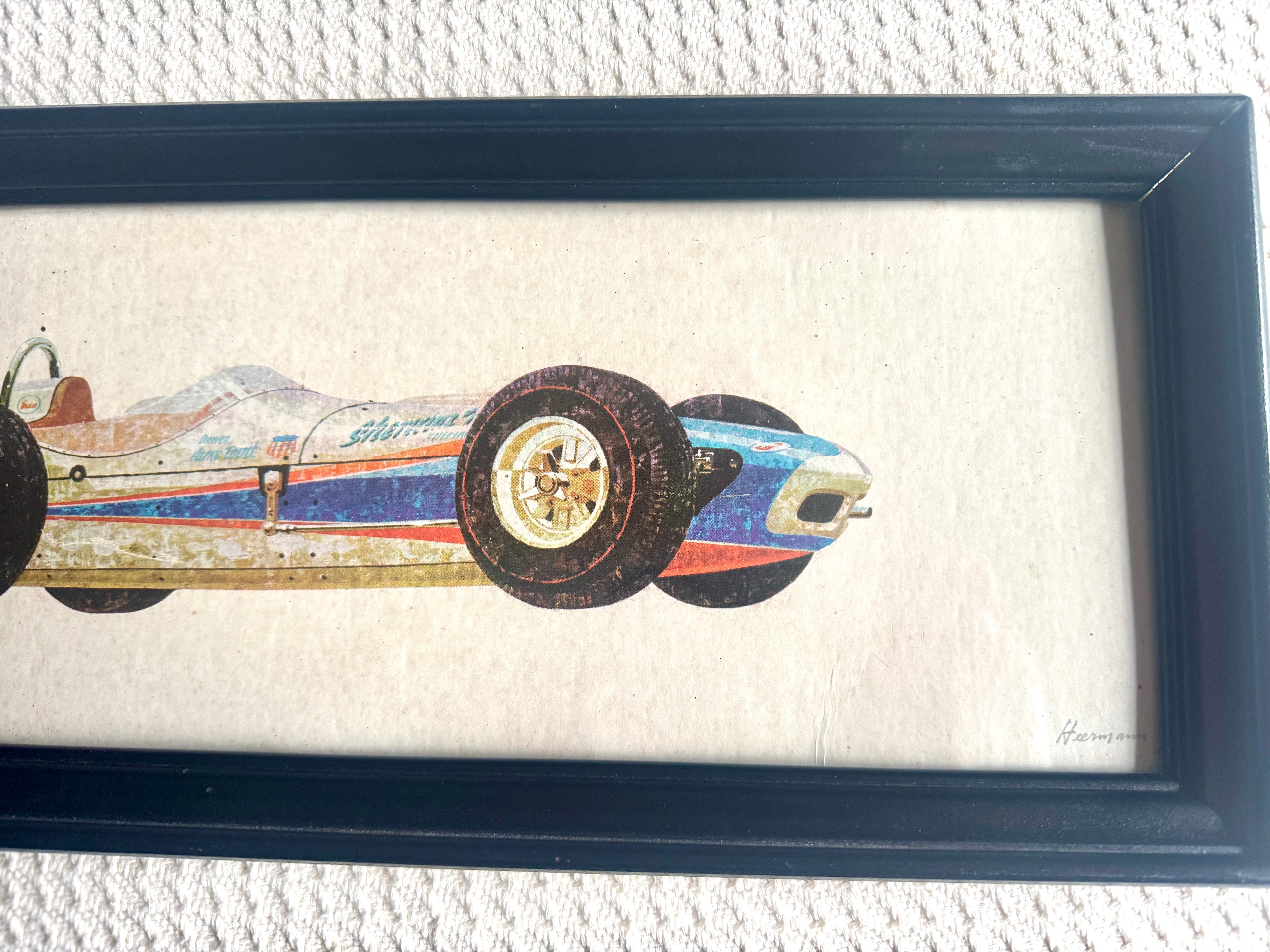 1960's Falstaff Beer Indy 500 Promotional Framed Sign ~ Indy Car Falstaff Beer Sign