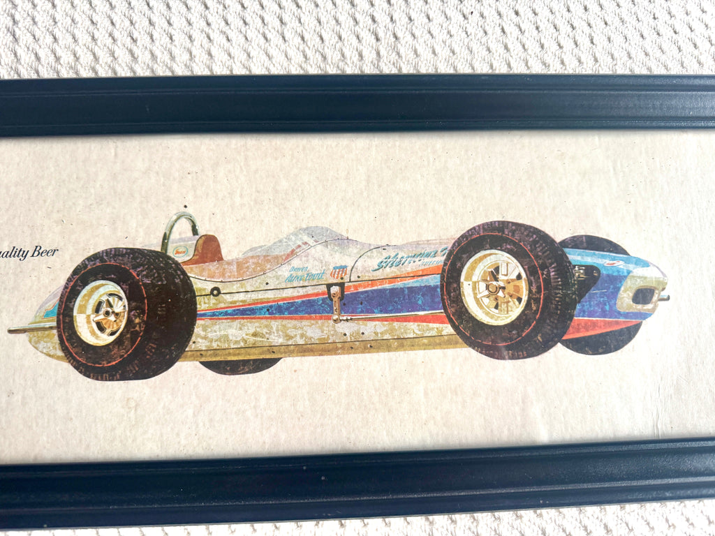 1960's Falstaff Beer Indy 500 Promotional Framed Sign ~ Indy Car Falstaff Beer Sign