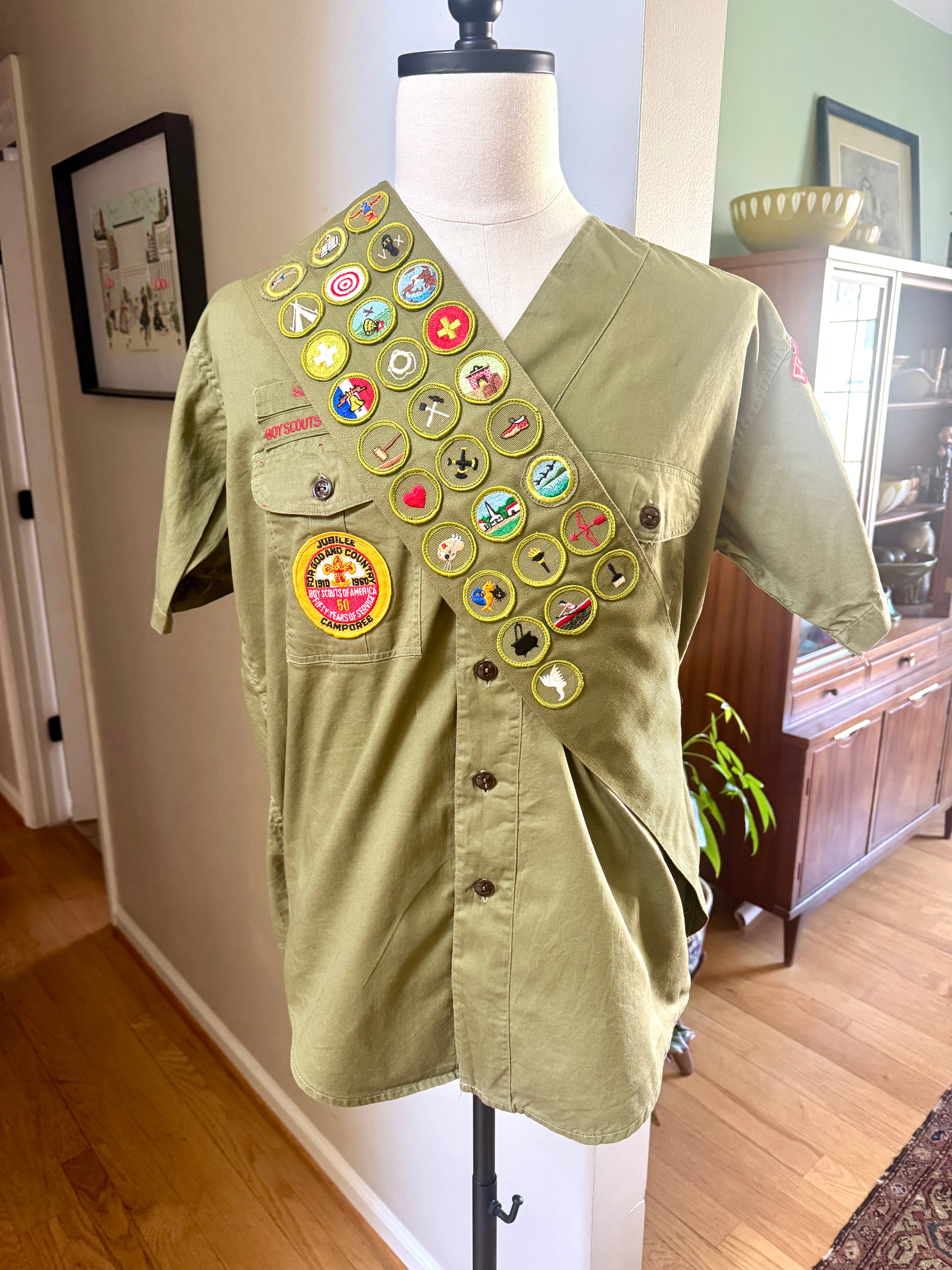 50-60's Boy Scout BSA Sash with 28 Merit Badges