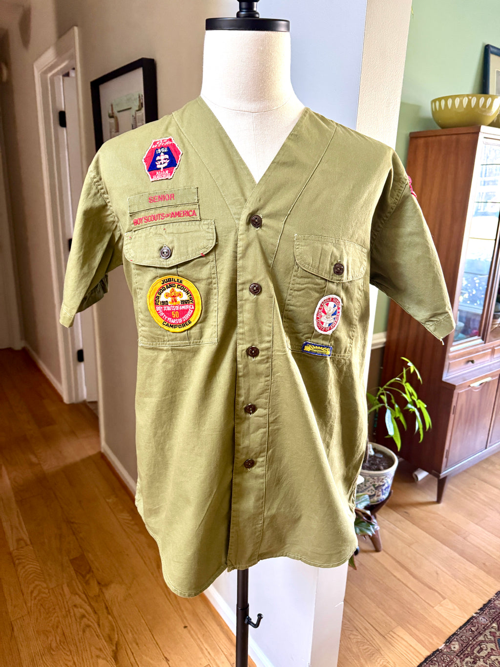 1950's-60's Senior Boy Scout Short Sleeve Shirt | Eagle Scout Shirt with Asian Jamboree Patch