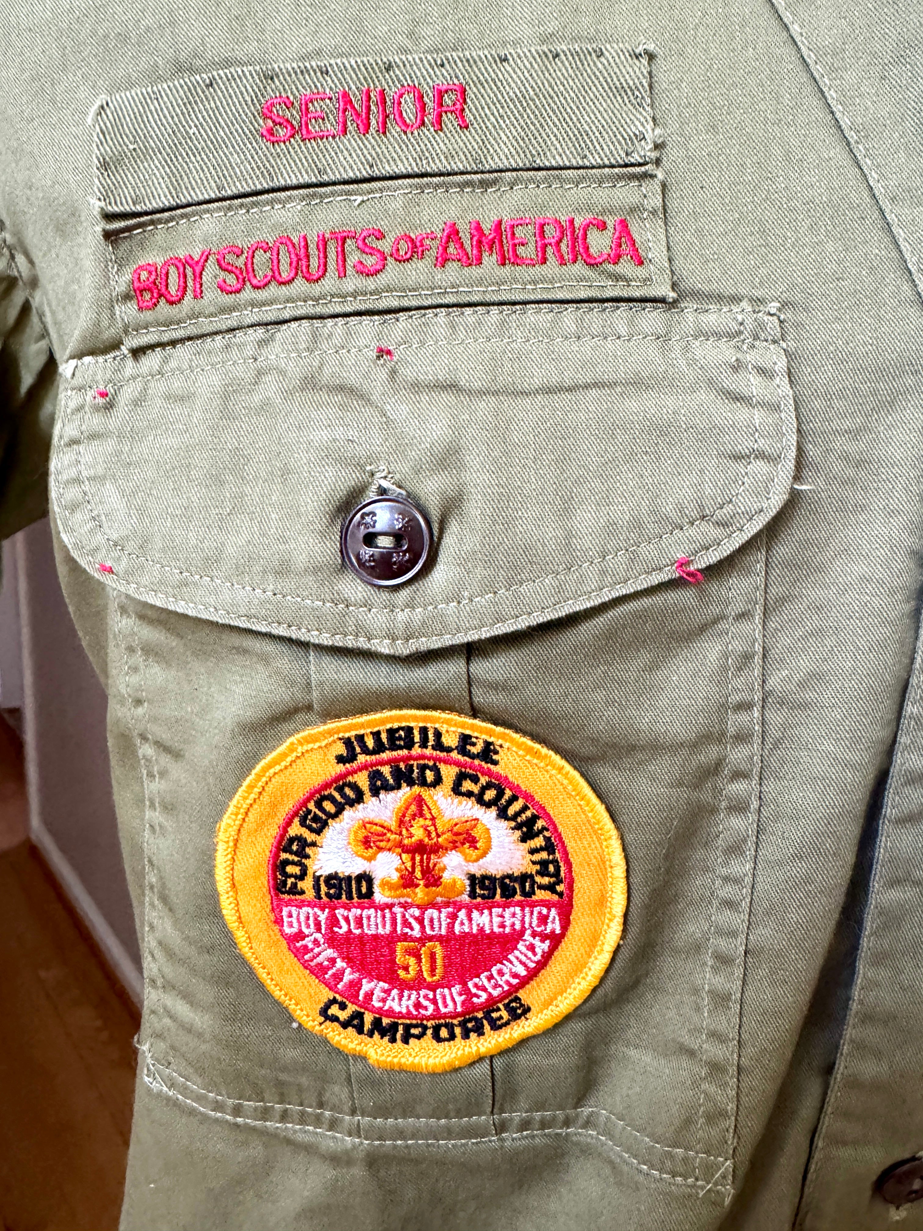 1950's-60's Senior Boy Scout Short Sleeve Shirt | Eagle Scout Shirt with Asian Jamboree Patch