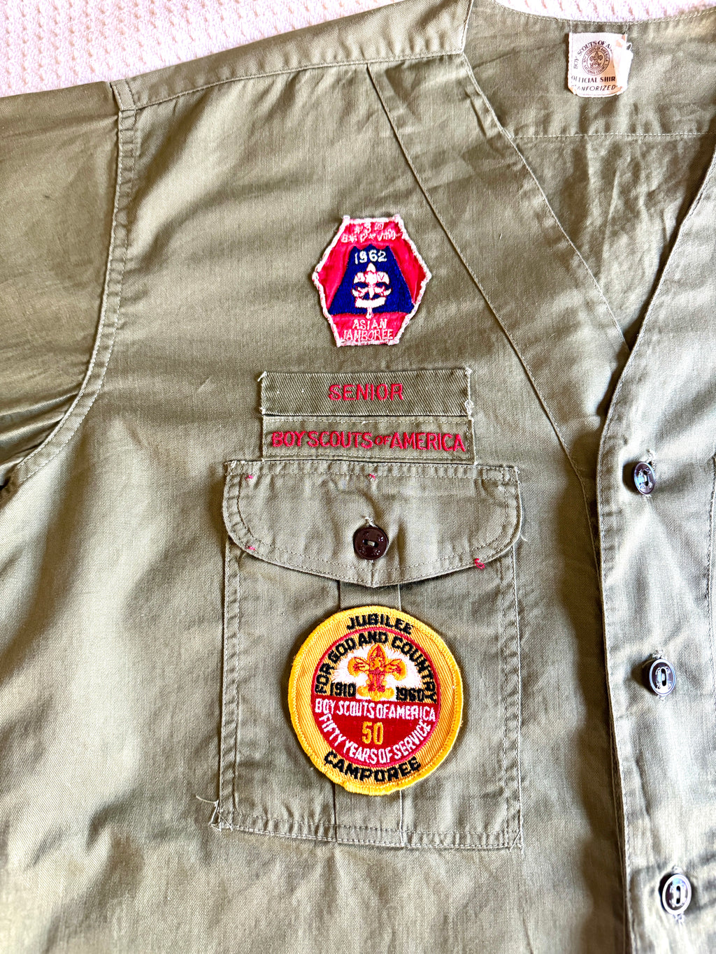 1950's-60's Senior Boy Scout Short Sleeve Shirt | Eagle Scout Shirt with Asian Jamboree Patch