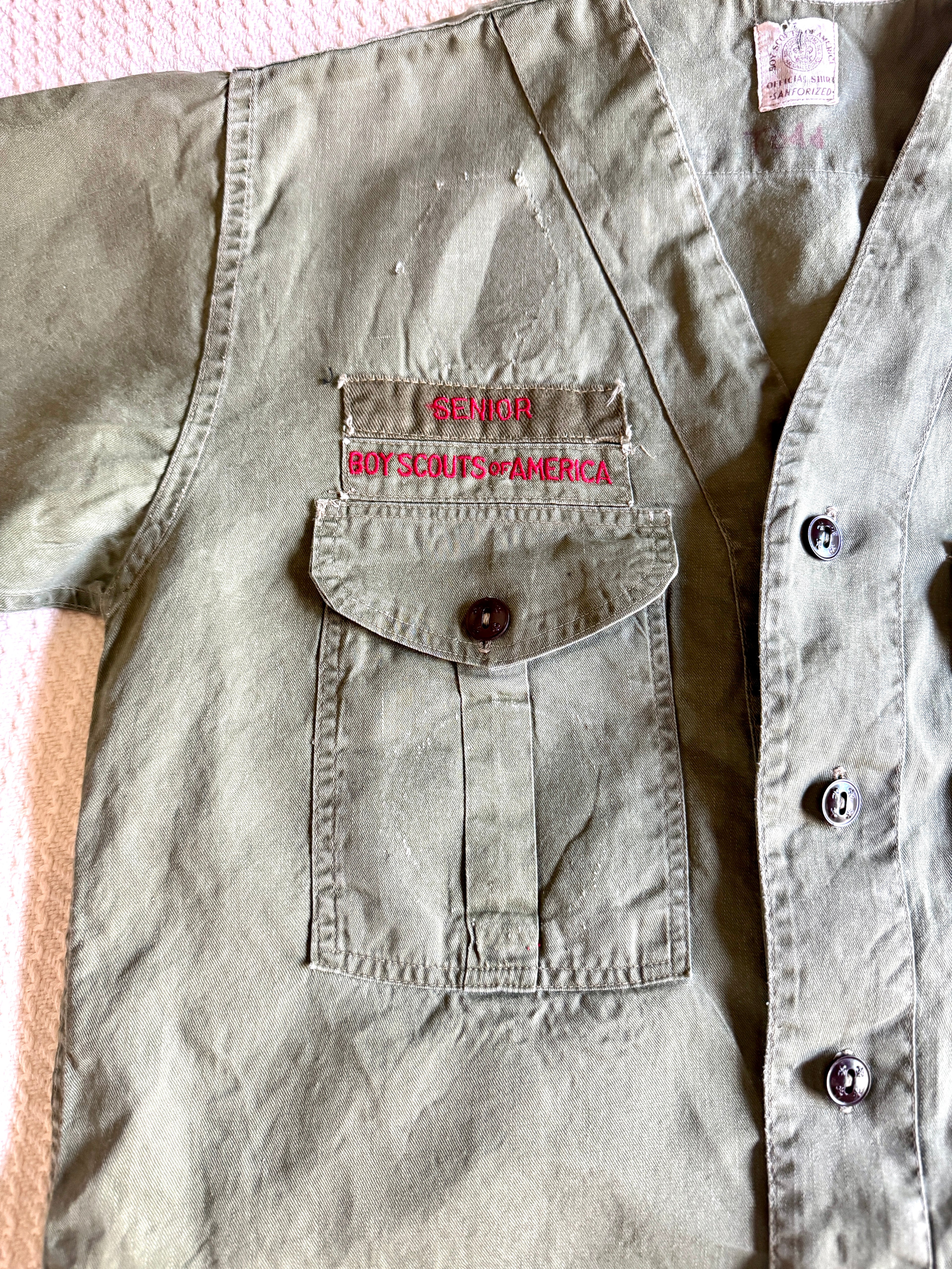 1950's Boy Scout of America Sanforized Far East Council Okinawa 105 Short Sleeve Shirt
