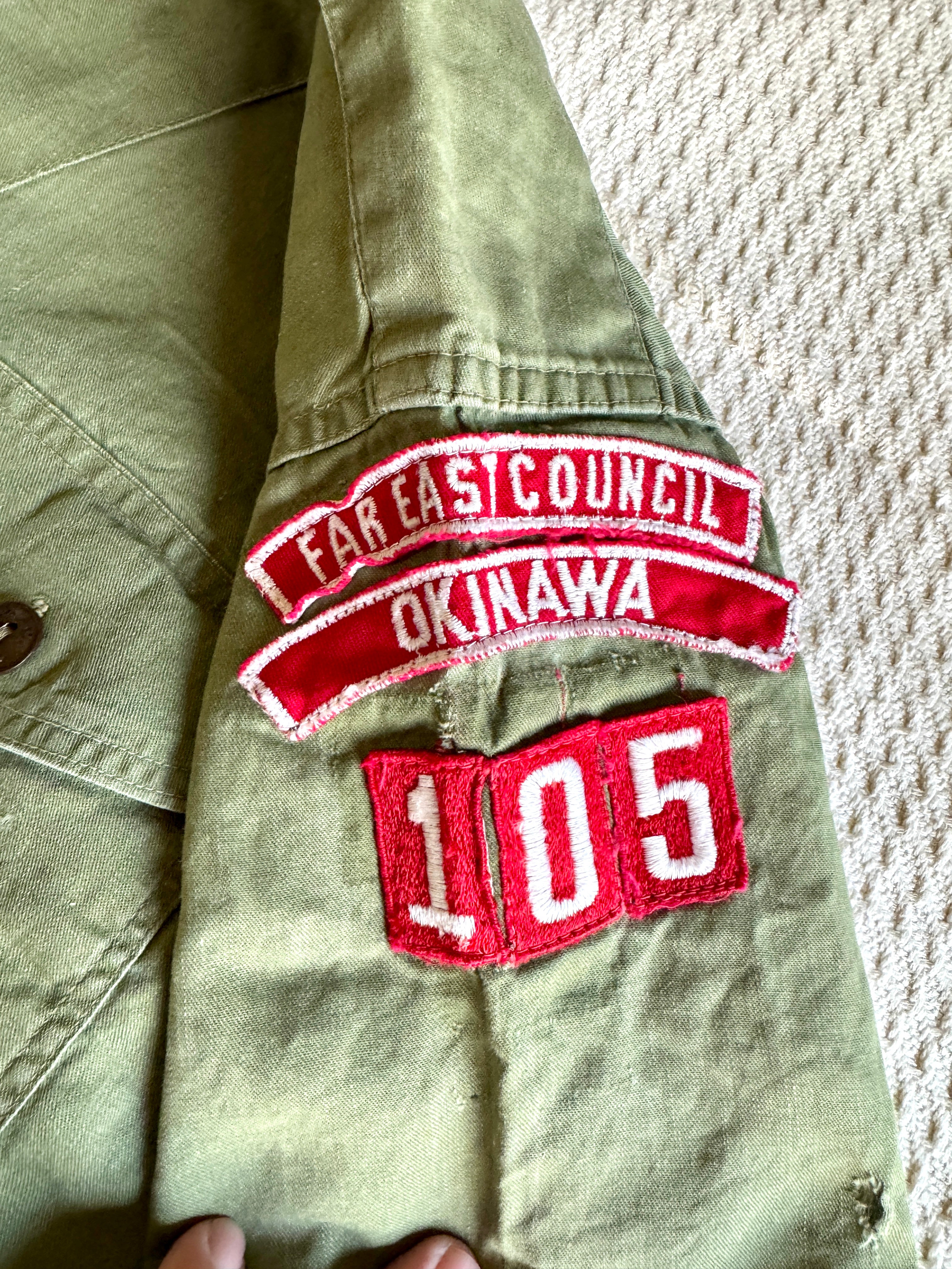 1950's Boy Scout of America Sanforized Far East Council Okinawa 105 Short Sleeve Shirt