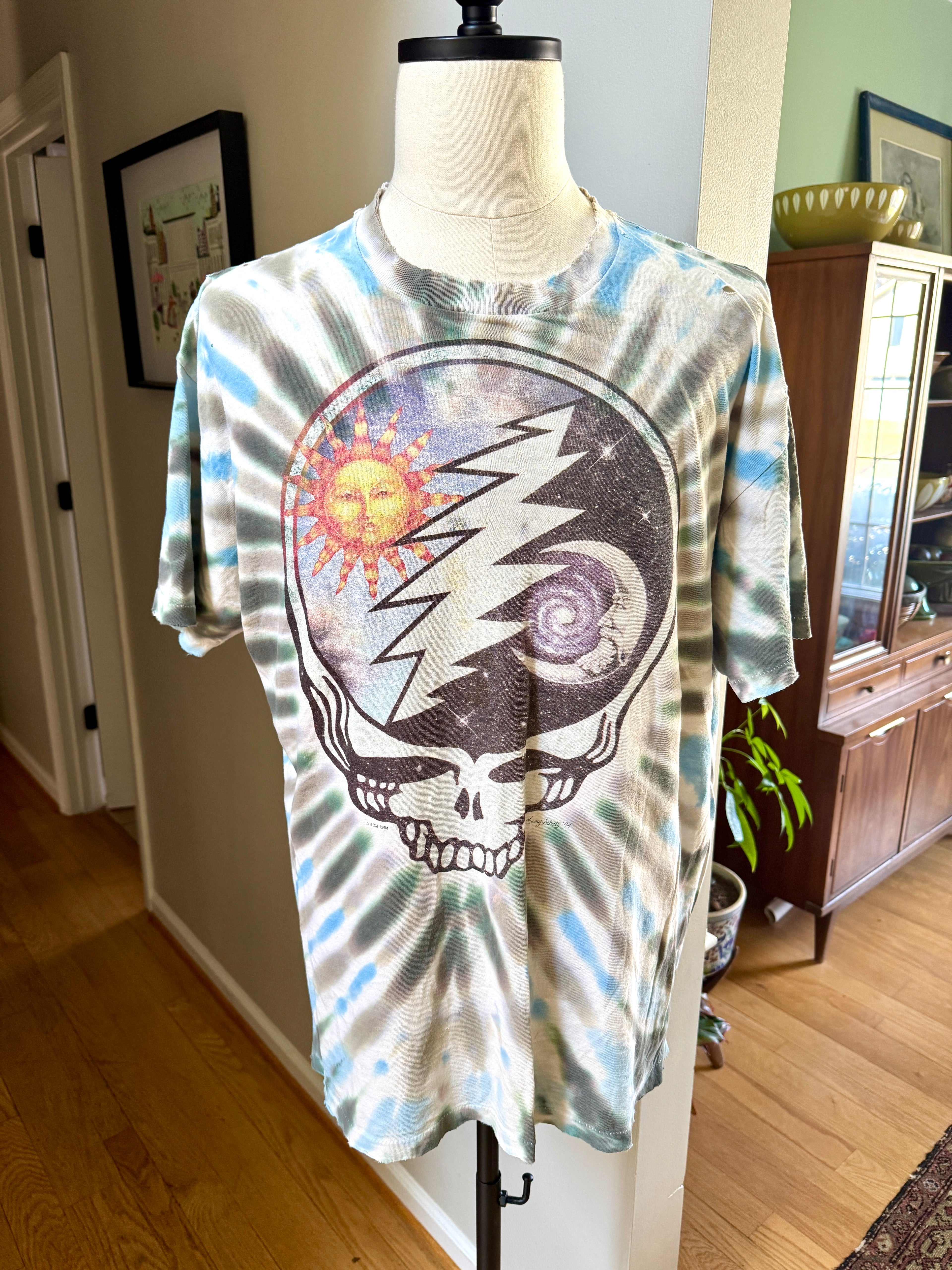 1994 Thrashed Grateful Dead Summer Tour Tie-Dye T-Shirt (XL) Made In USA