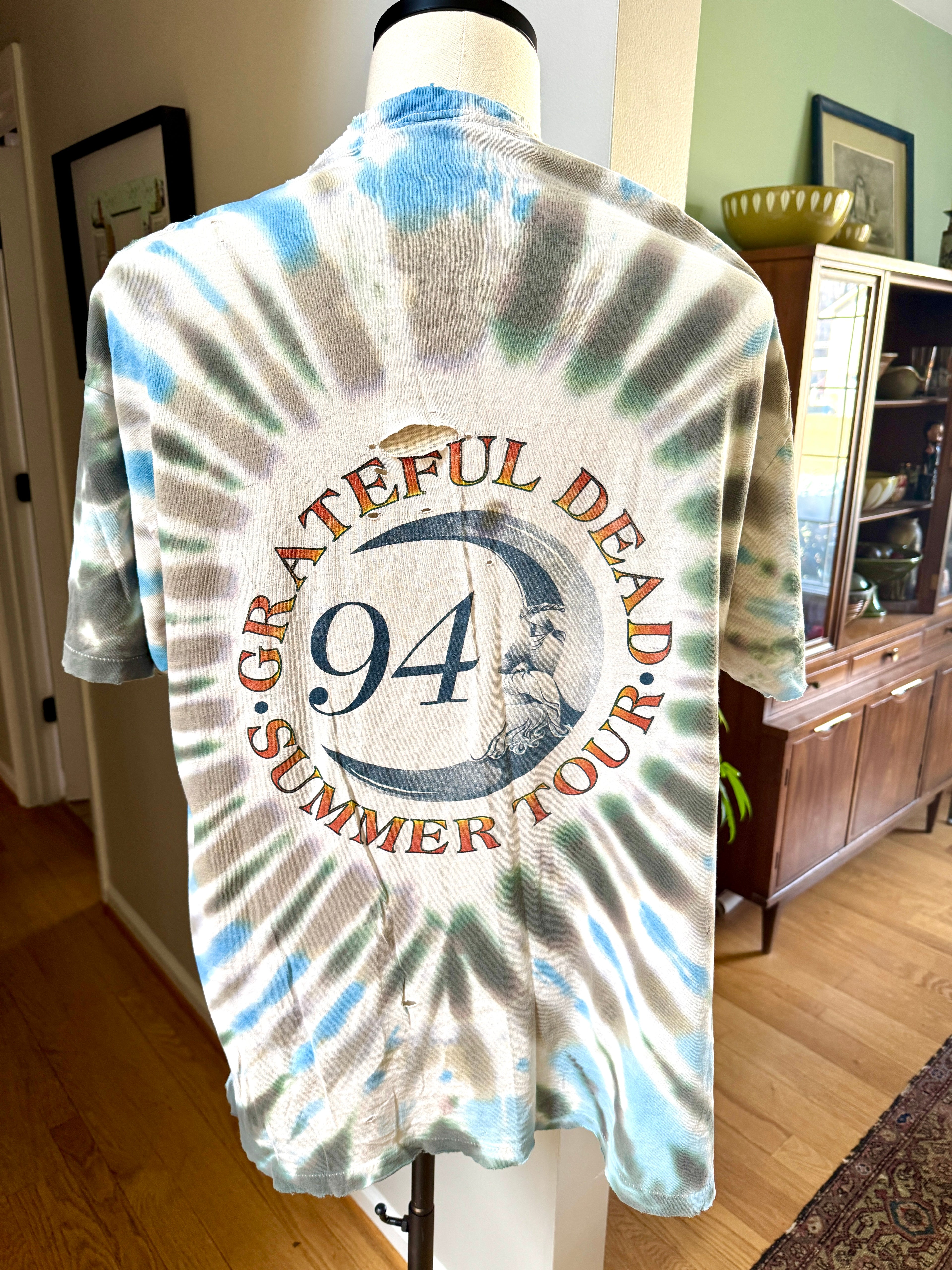 1994 Thrashed Grateful Dead Summer Tour Tie-Dye T-Shirt (XL) Made In USA