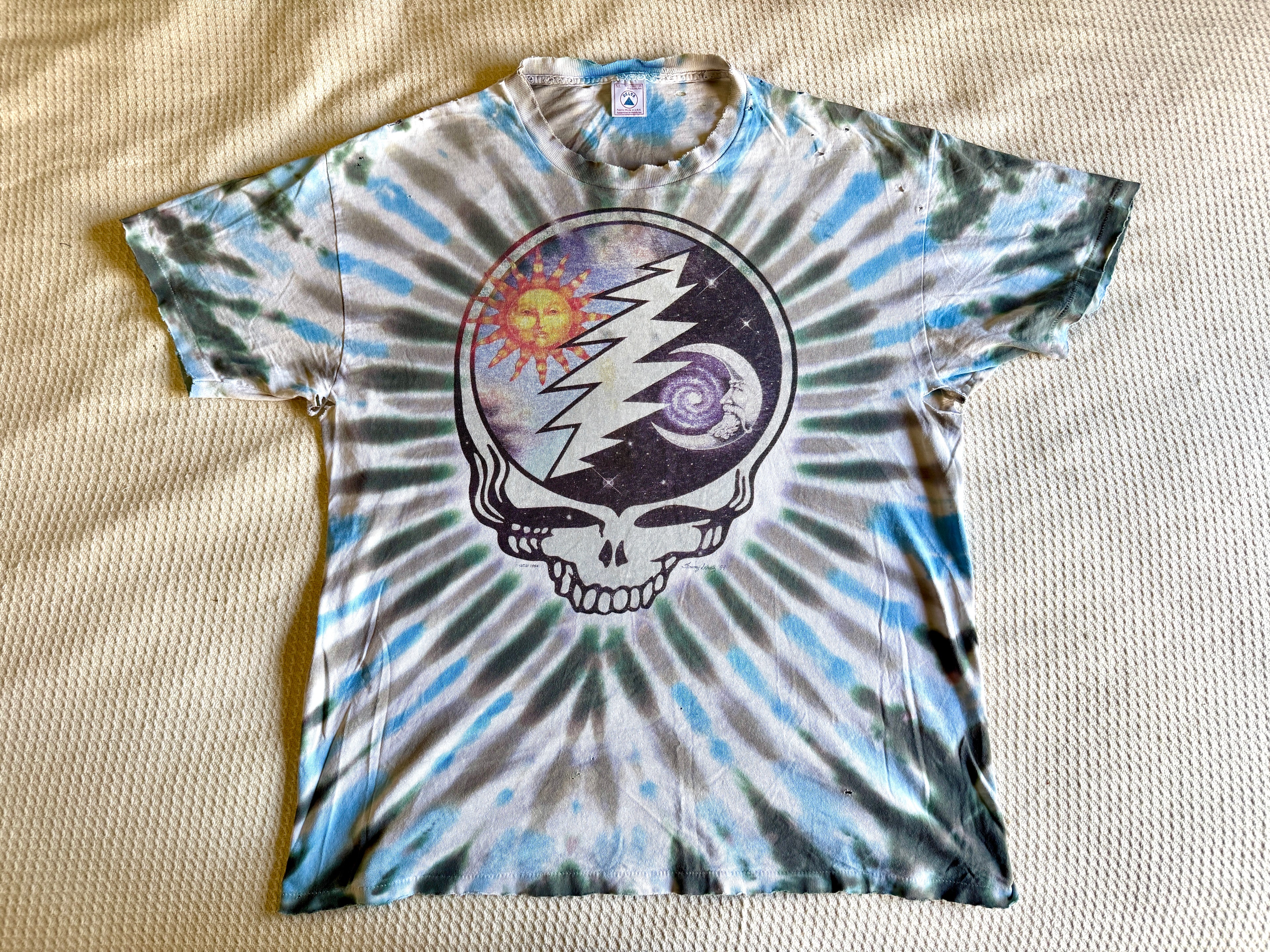 1994 Thrashed Grateful Dead Summer Tour Tie-Dye T-Shirt (XL) Made In USA