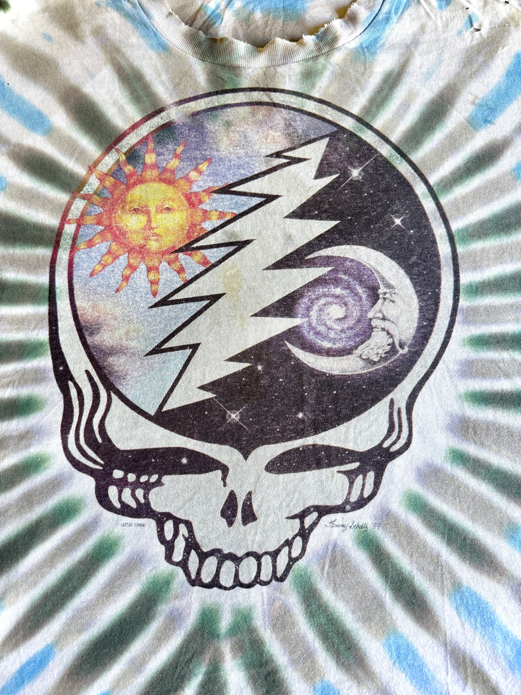 1994 Thrashed Grateful Dead Summer Tour Tie-Dye T-Shirt (XL) Made In USA
