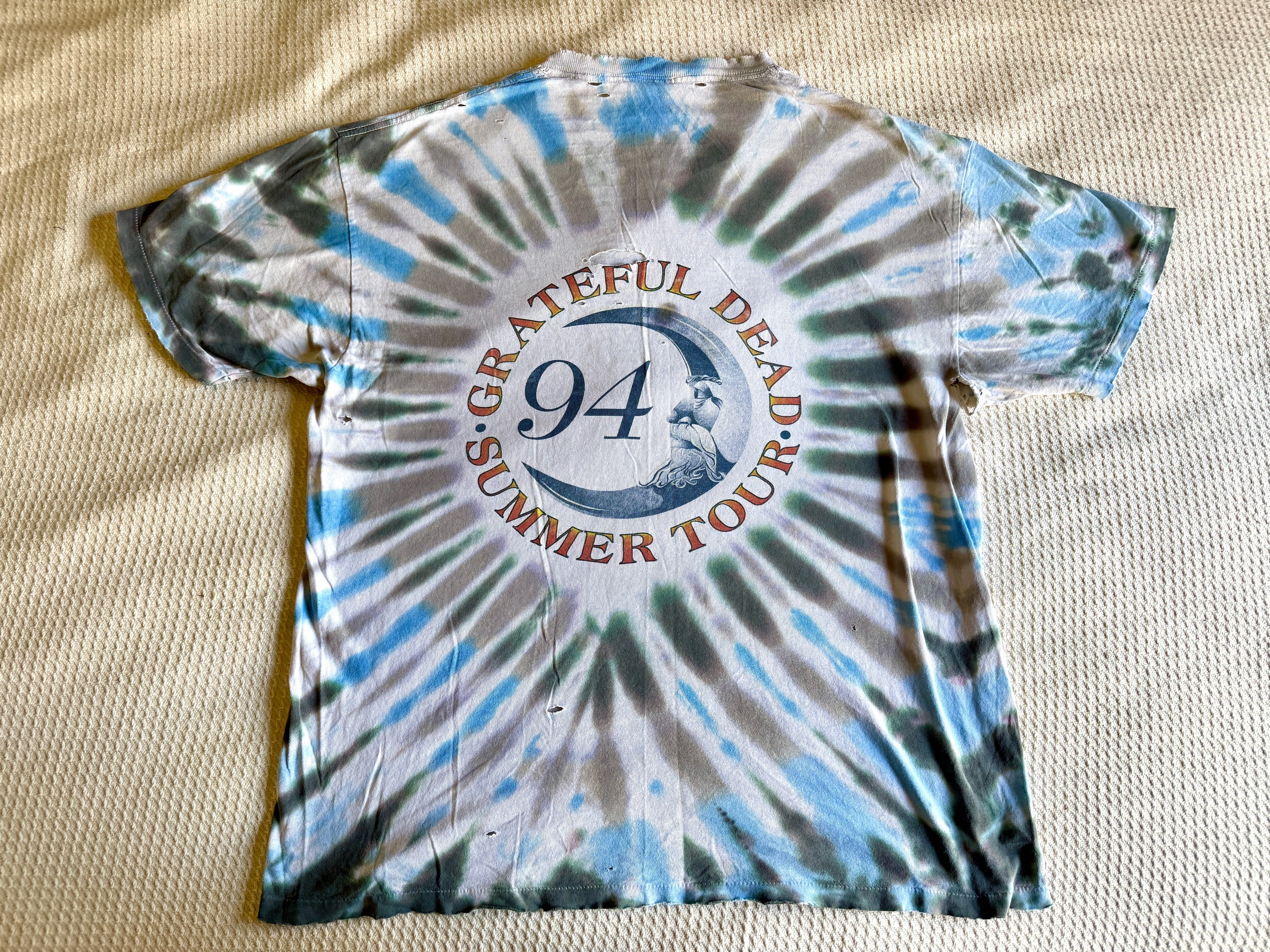 1994 Thrashed Grateful Dead Summer Tour Tie-Dye T-Shirt (XL) Made In USA