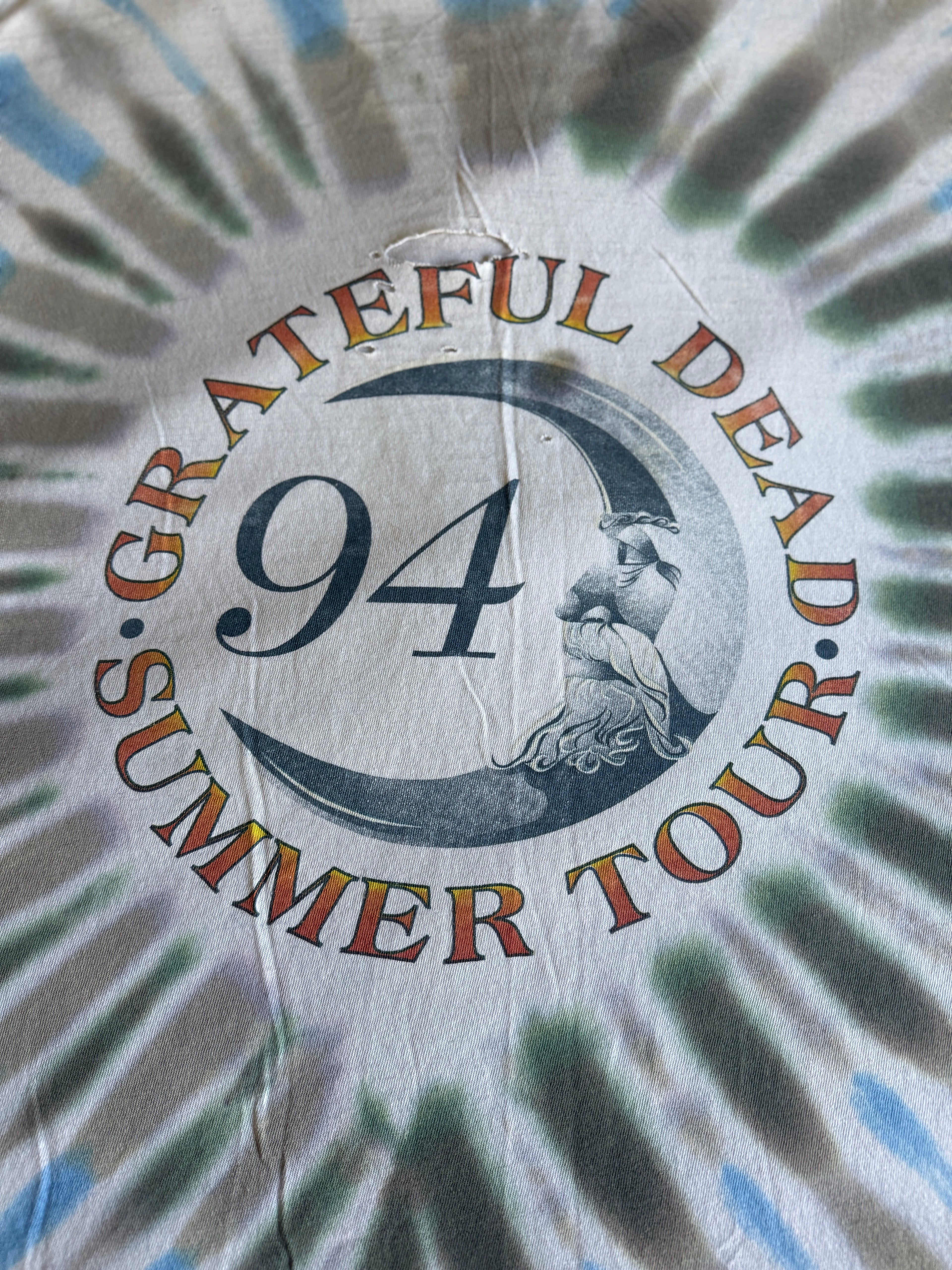 1994 Thrashed Grateful Dead Summer Tour Tie-Dye T-Shirt (XL) Made In USA