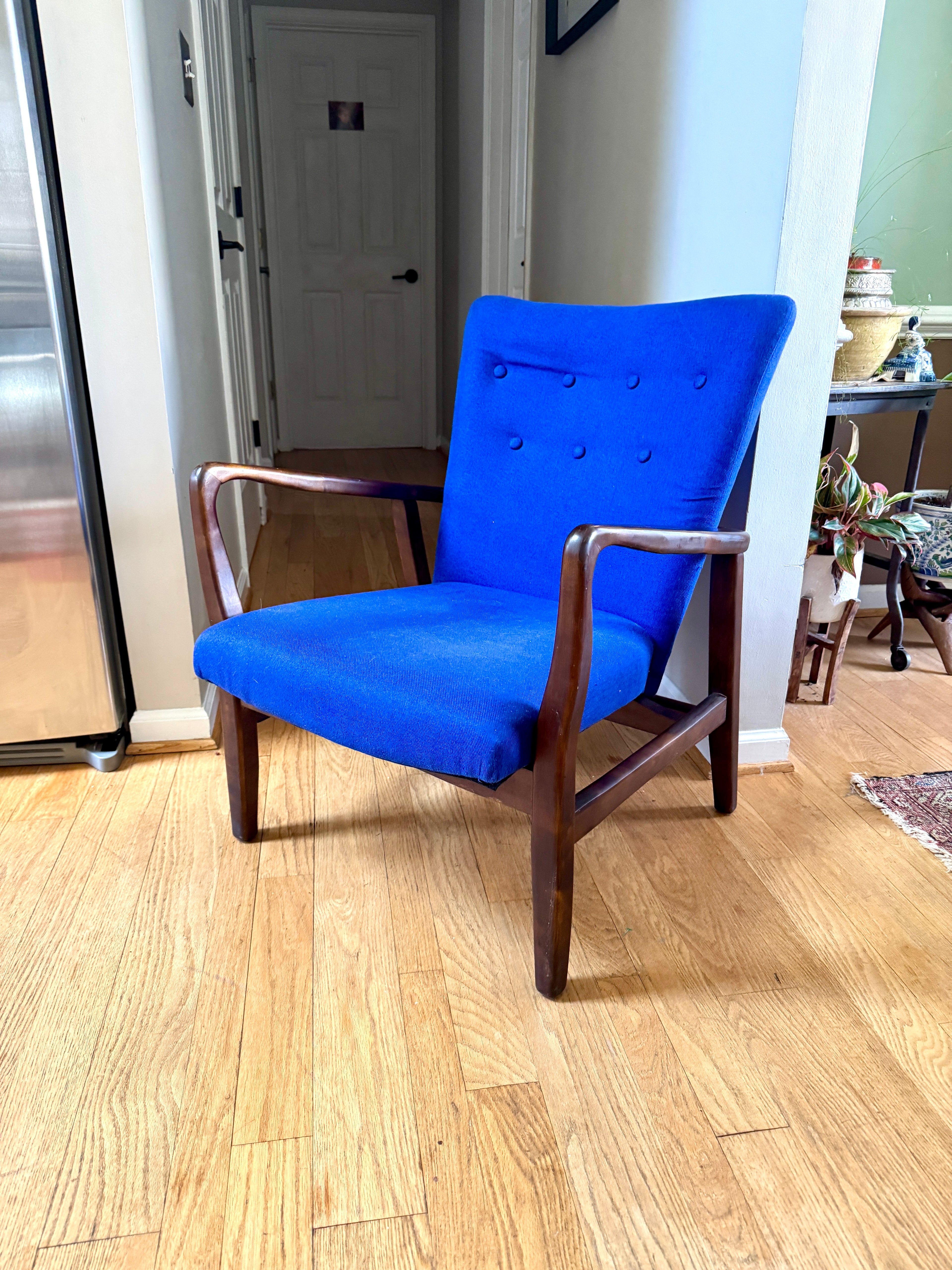 Christopher Knight Home Becker Deep Blue Fabric Arm Chair ~ MCM Style Armchair