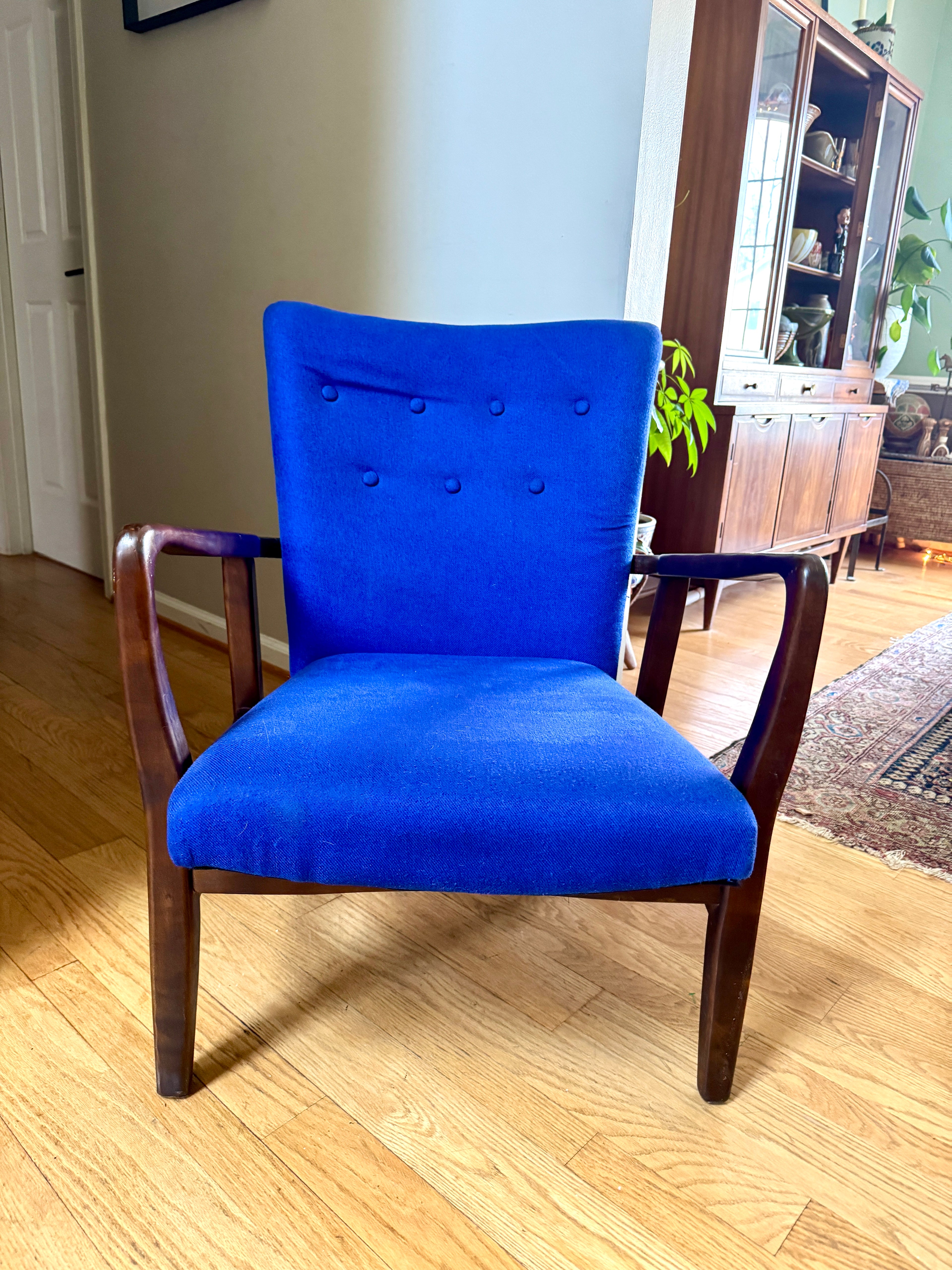Christopher Knight Home Becker Deep Blue Fabric Arm Chair ~ MCM Style Armchair