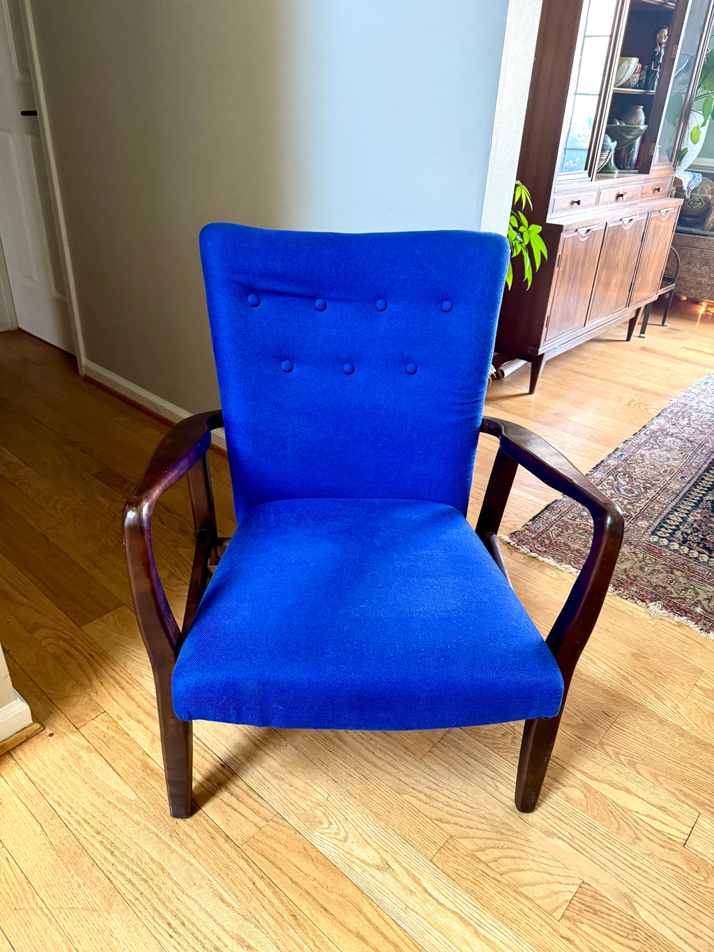 Christopher Knight Home Becker Deep Blue Fabric Arm Chair ~ MCM Style Armchair