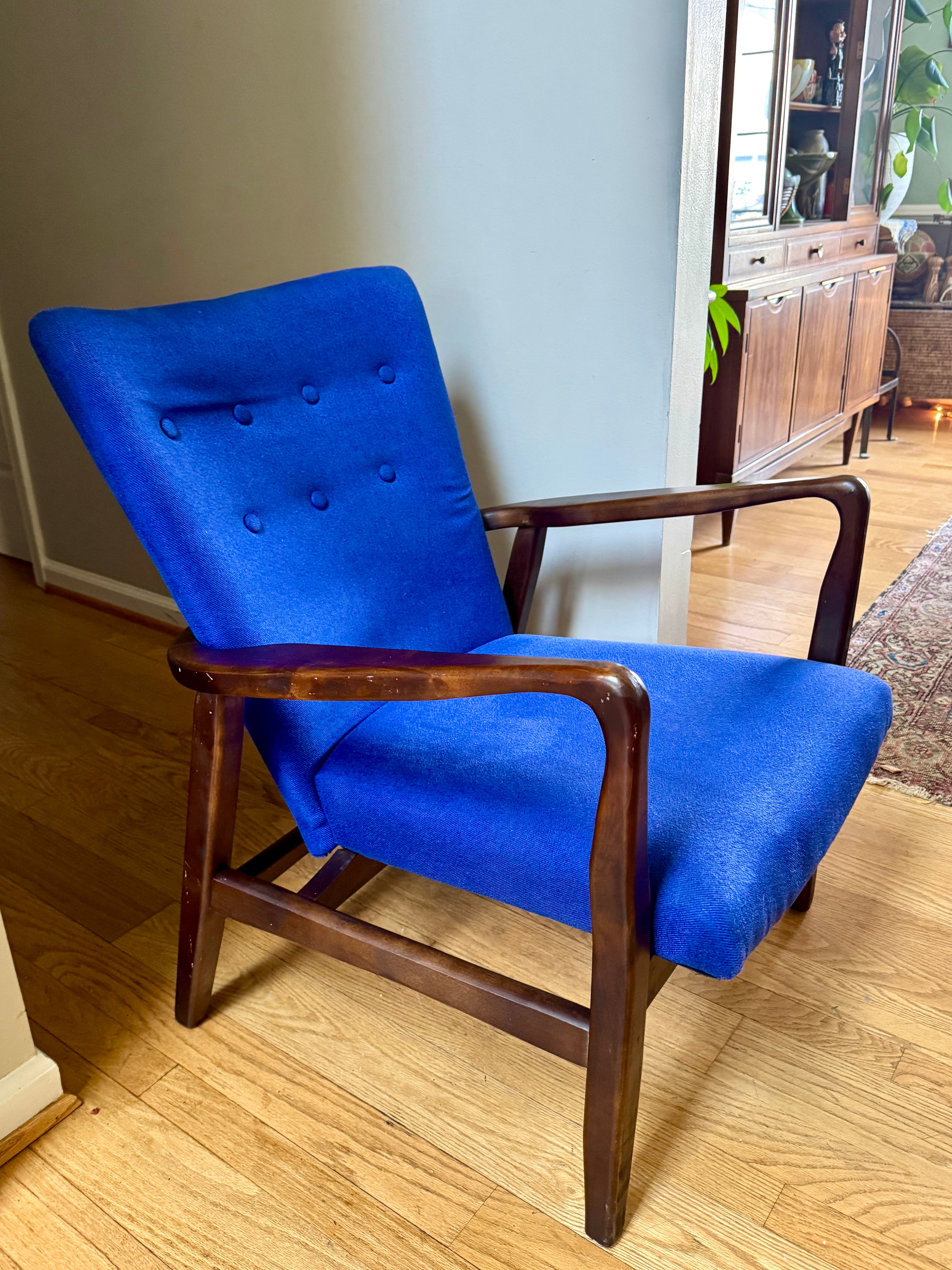 Christopher Knight Home Becker Deep Blue Fabric Arm Chair ~ MCM Style Armchair