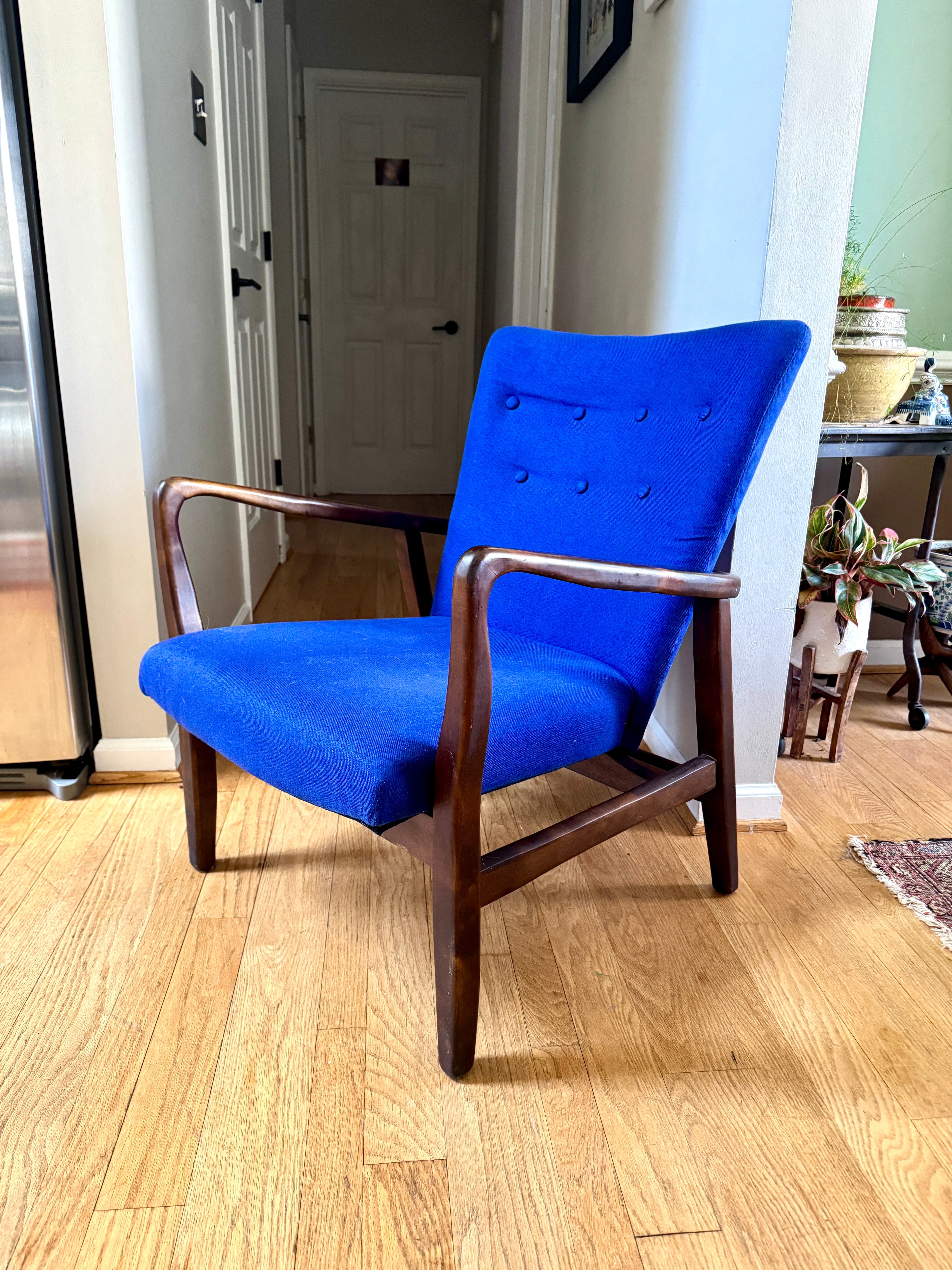 Christopher Knight Home Becker Deep Blue Fabric Arm Chair ~ MCM Style Armchair