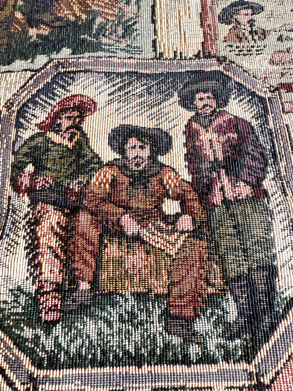 Vtg Wild West Needlepoint 35" x 21 1/2" Fabric ~ Western Needlepoint Fabric