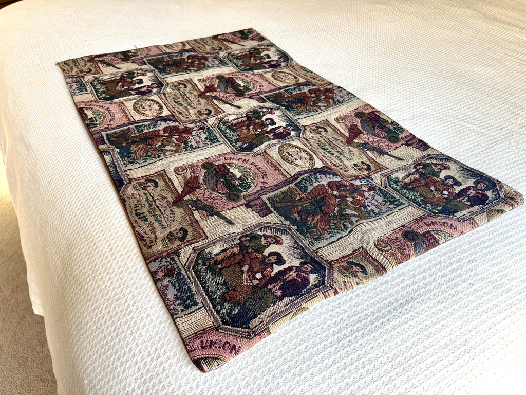 Vtg Wild West Needlepoint 35" x 21 1/2" Fabric ~ Western Needlepoint Fabric