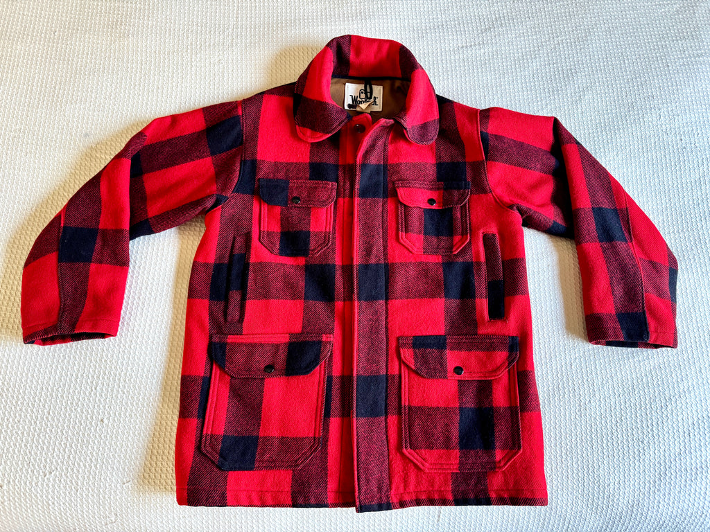 Vtg Woolrich 505 Mackinaw Buffalo Plaid Wool Chore Jacket Coat USA - Men's 40