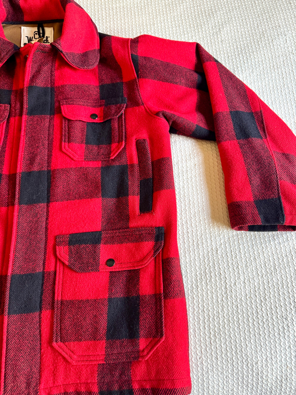 Vtg Woolrich 505 Mackinaw Buffalo Plaid Wool Chore Jacket Coat USA - Men's 40