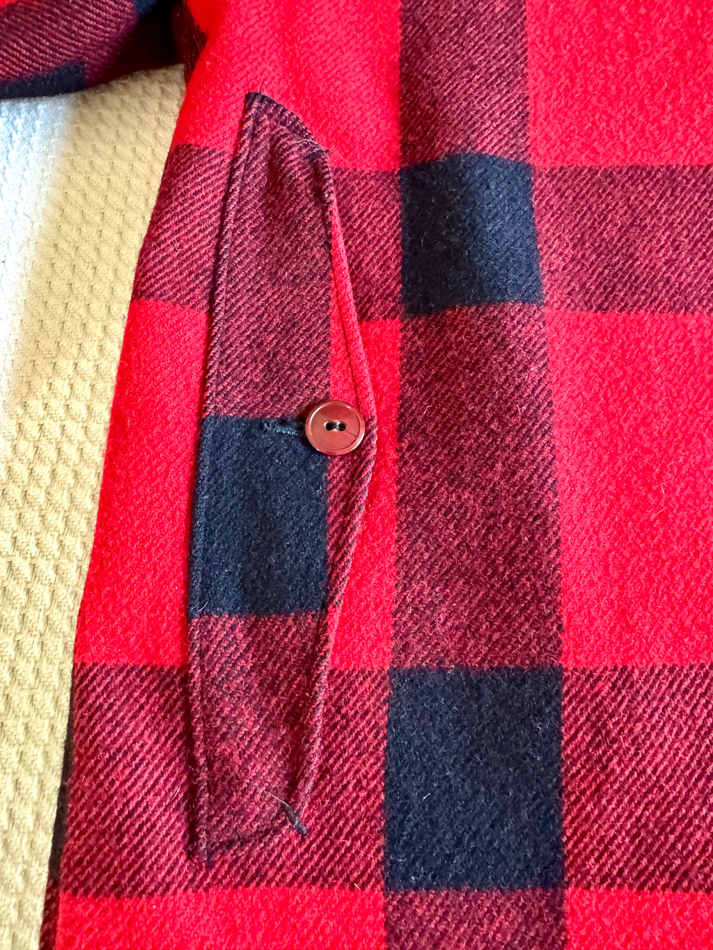 Vtg Woolrich 505 Mackinaw Buffalo Plaid Wool Chore Jacket Coat USA - Men's 40