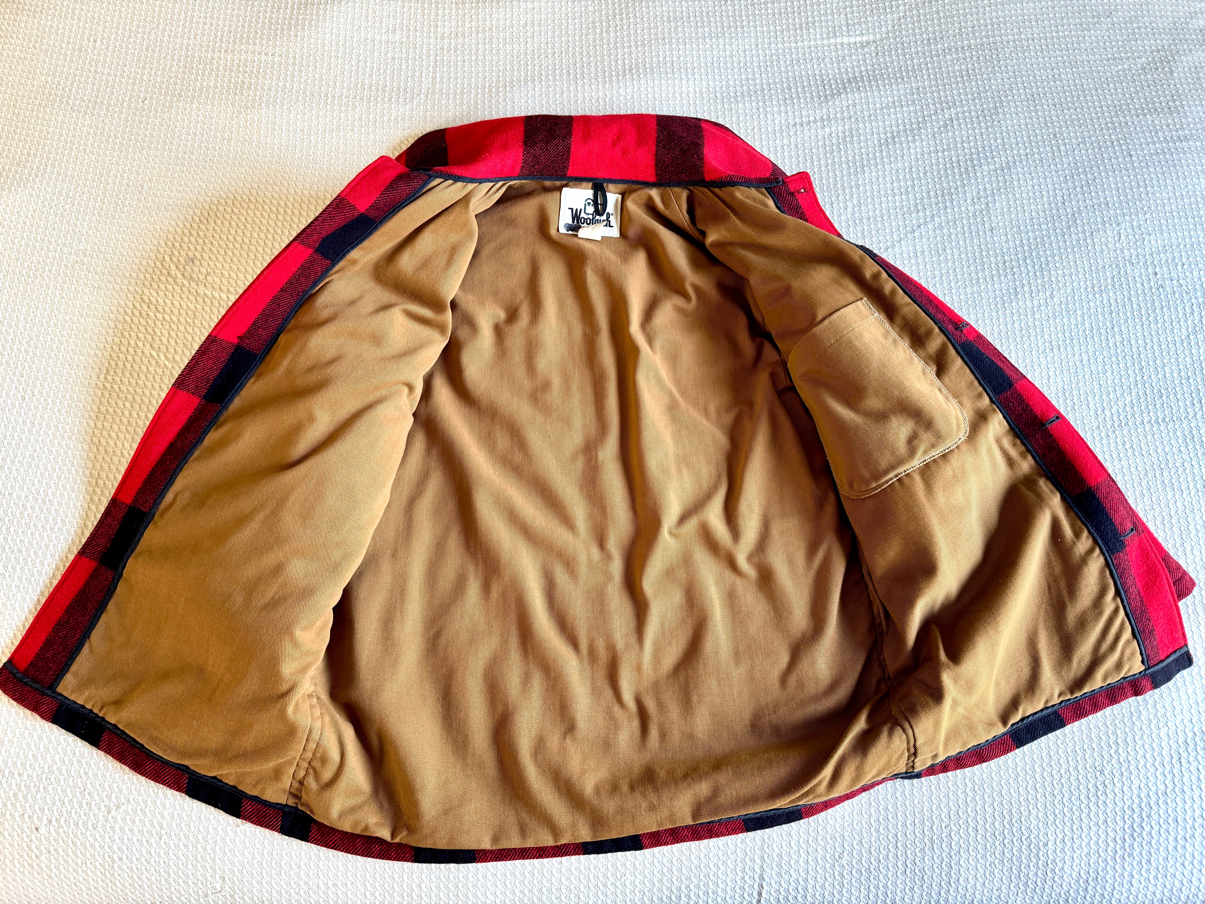 Vtg Woolrich 505 Mackinaw Buffalo Plaid Wool Chore Jacket Coat USA - Men's 40