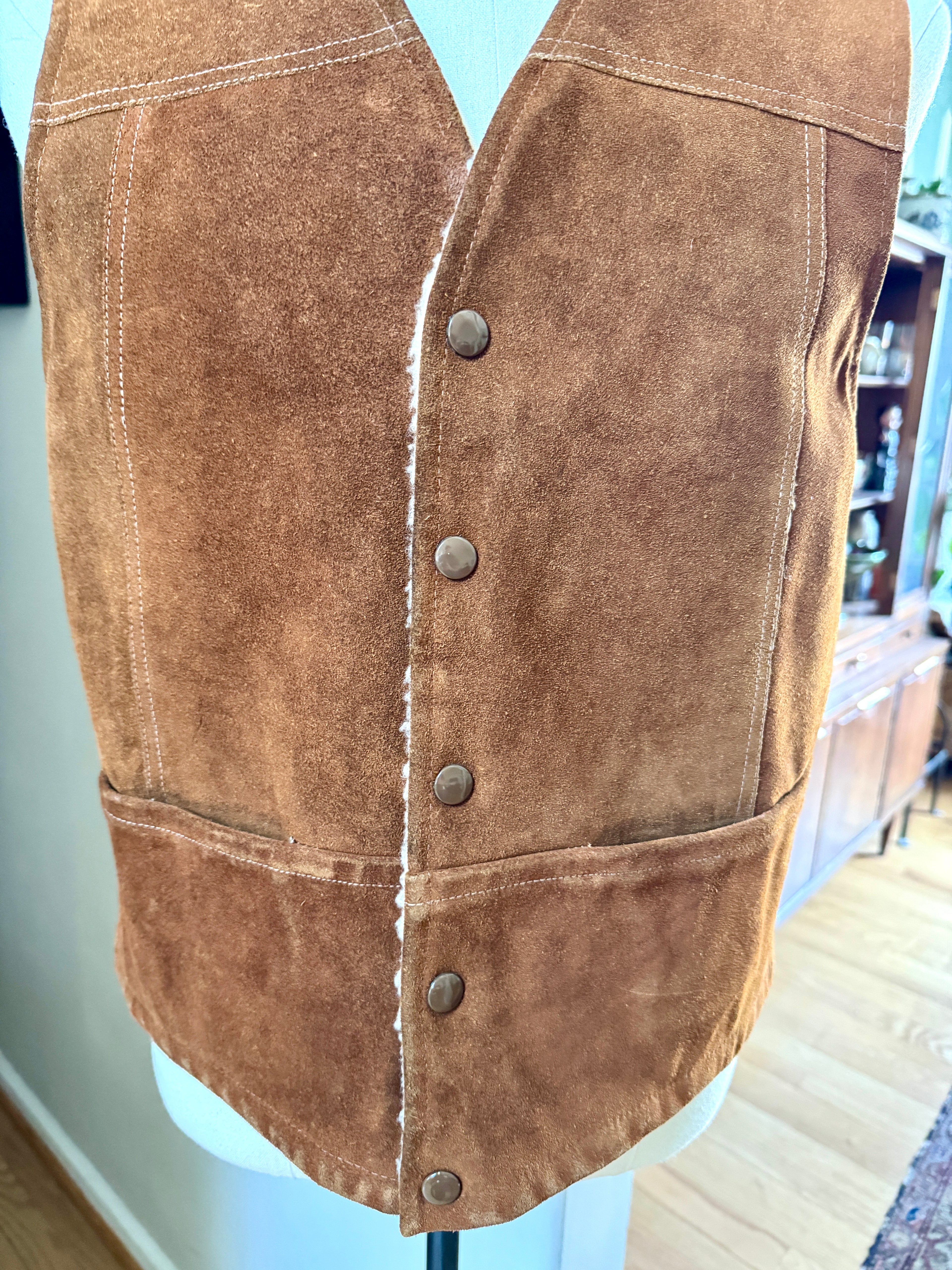 1970's Lakeland Sportsware Leather Suede Shearling Vest | Western Ware Vest