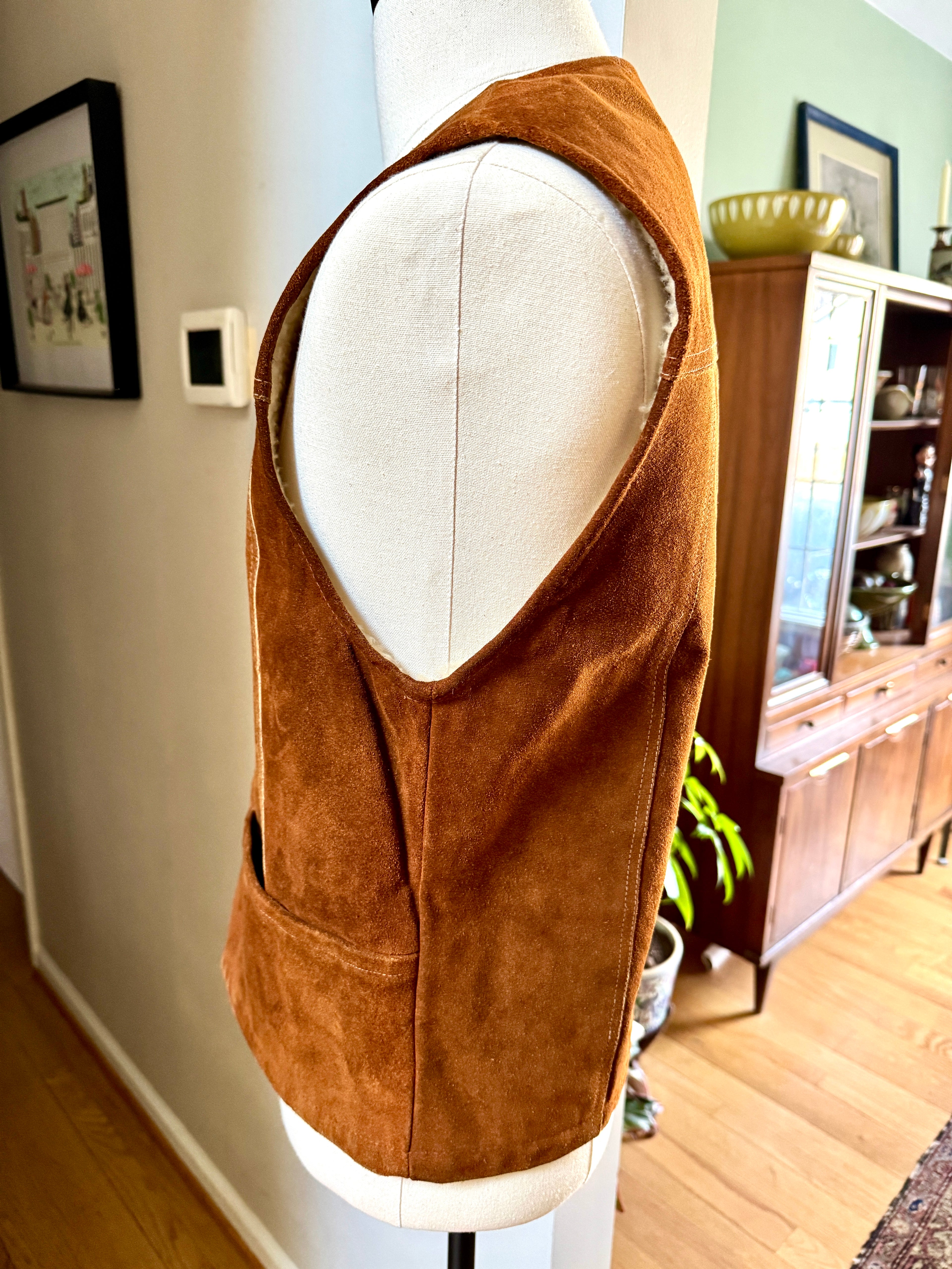 1970's Lakeland Sportsware Leather Suede Shearling Vest | Western Ware Vest