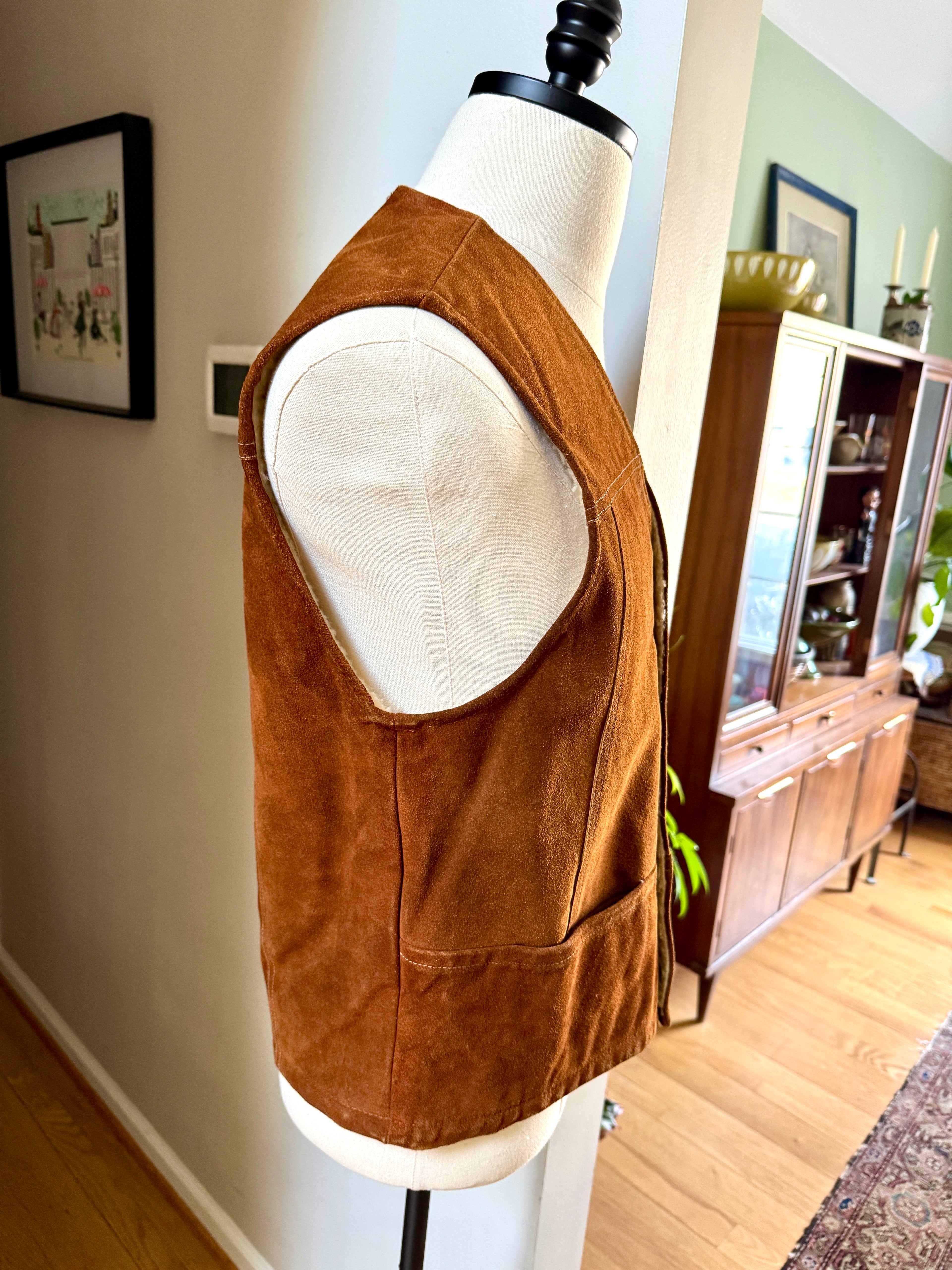 1970's Lakeland Sportsware Leather Suede Shearling Vest | Western Ware Vest