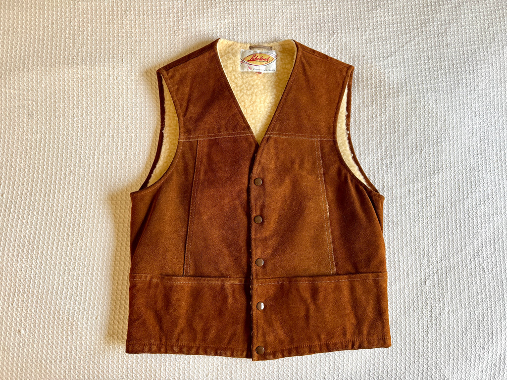 1970's Lakeland Sportsware Leather Suede Shearling Vest | Western Ware Vest