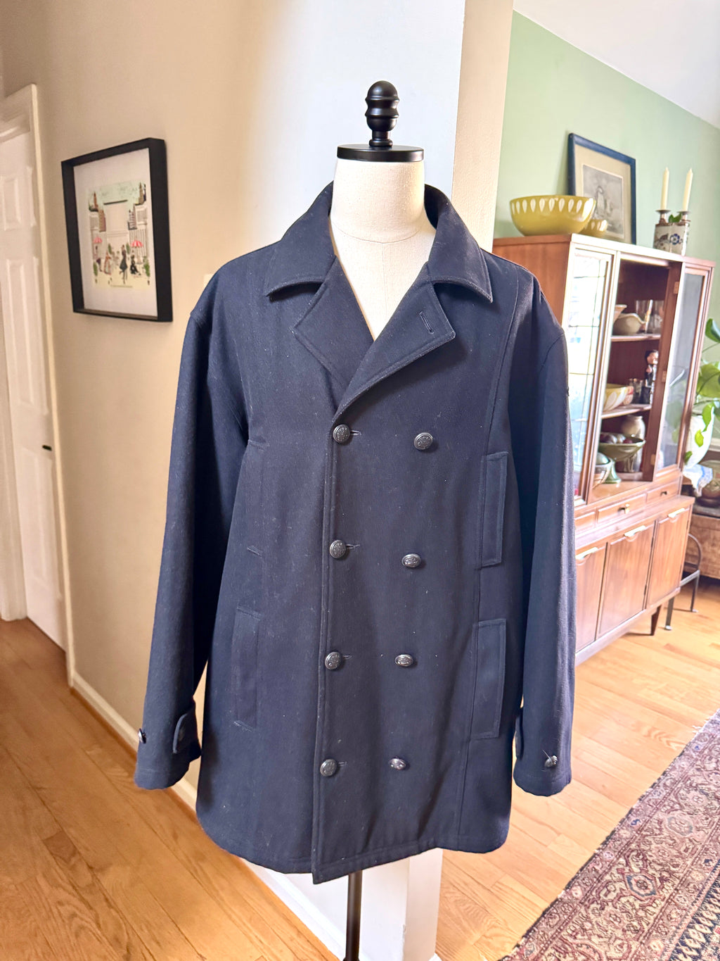 Vtg Paul & Shark Yachting Men's Wool Peacoat ~ 4x Double Breasted Peacoat