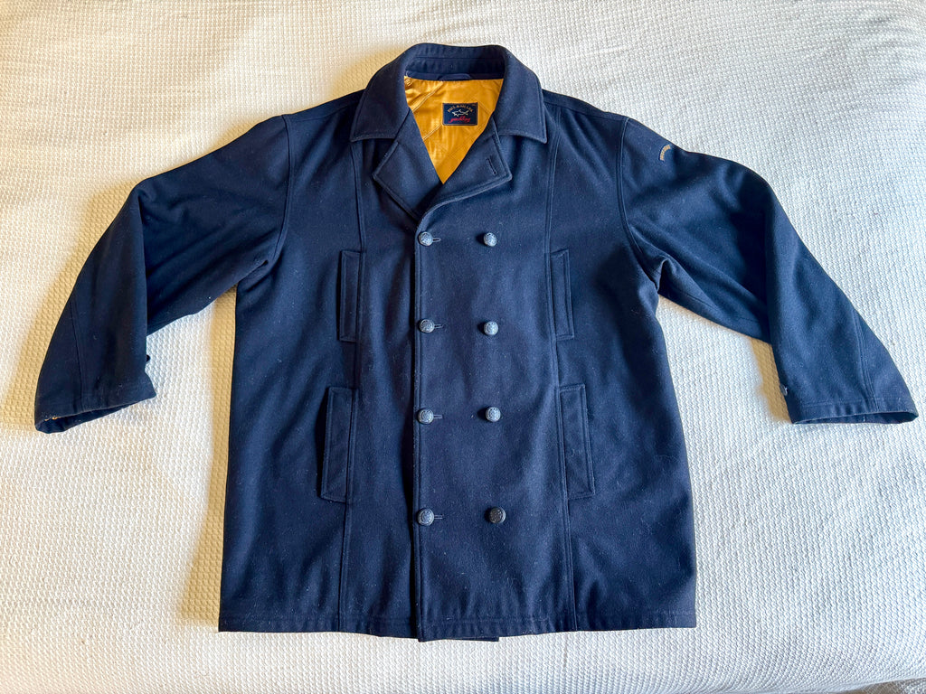 Vtg Paul & Shark Yachting Men's Wool Peacoat ~ 4x Double Breasted Peacoat