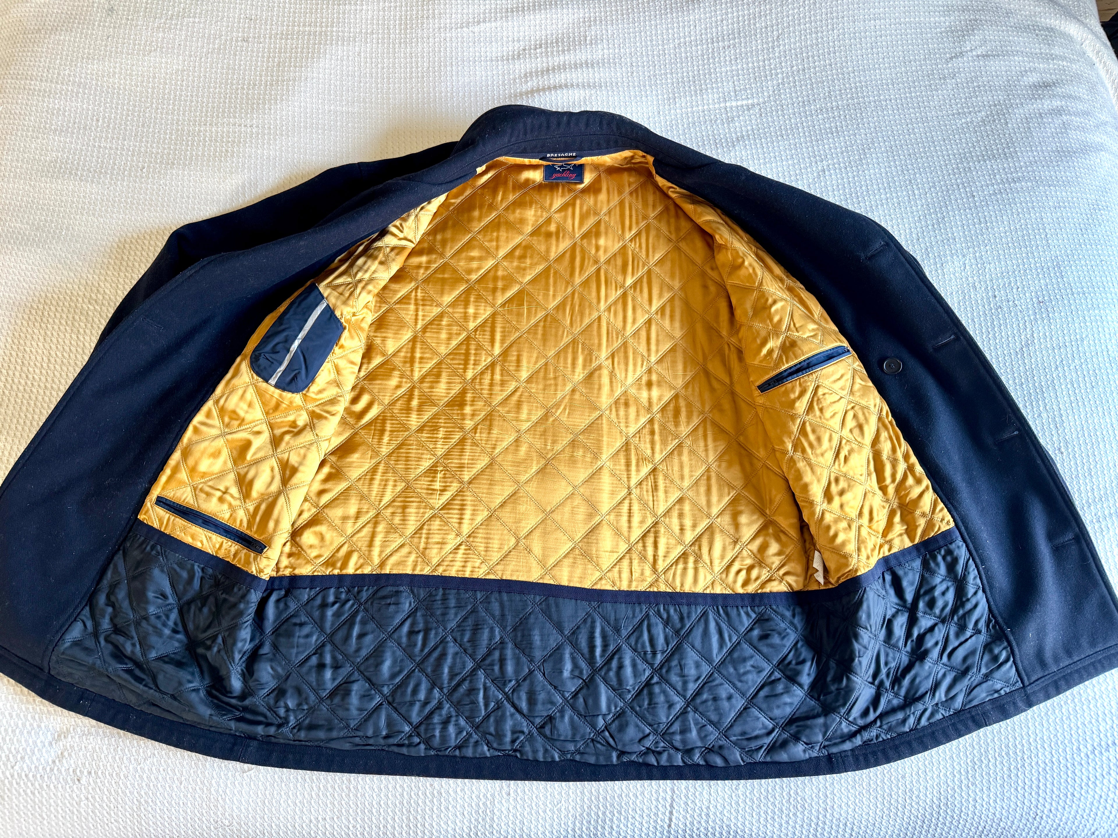 Vtg Paul & Shark Yachting Men's Wool Peacoat ~ 4x Double Breasted Peacoat