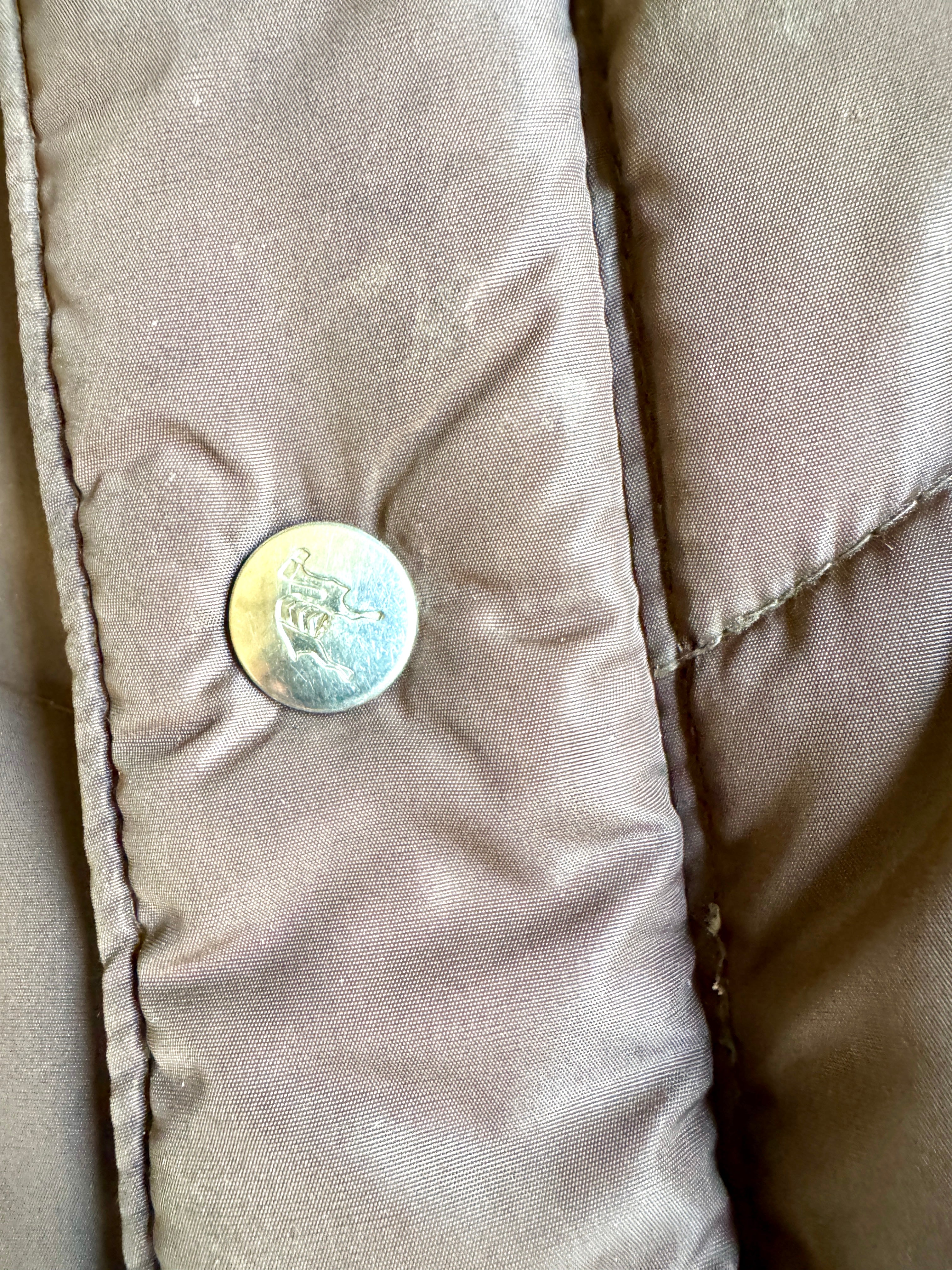 Camel Northern Goose Down Winter Vest ~ Vtg 70s Brown w/ Suede Men's XXL