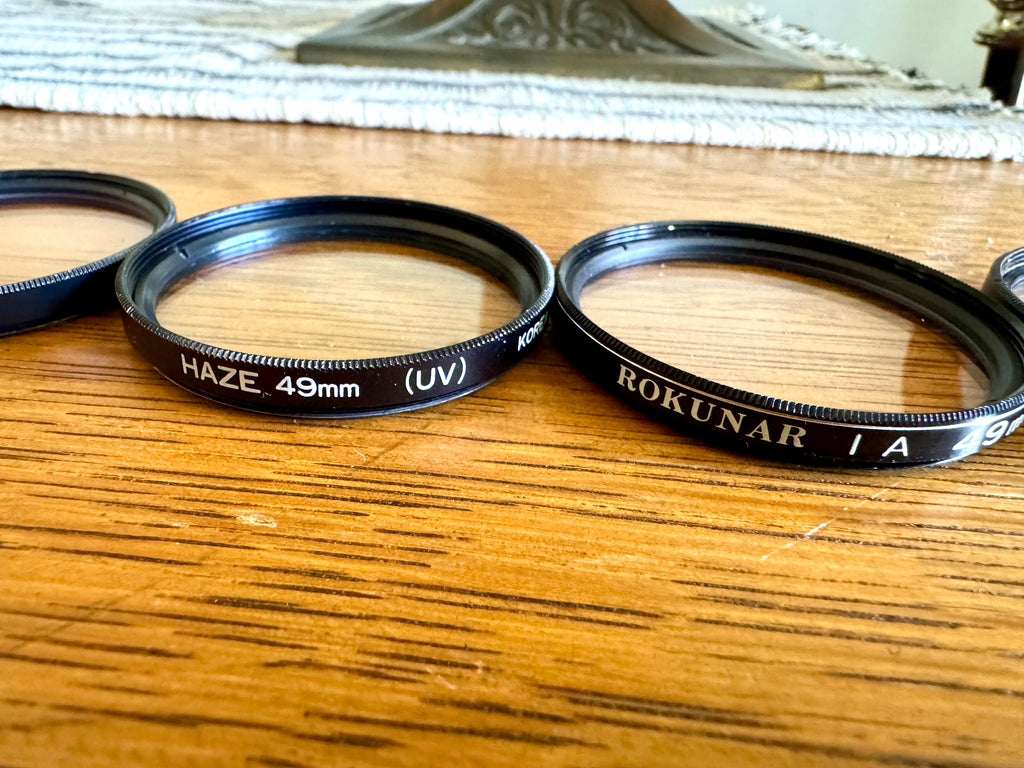 Variety of 49MM Lens Filters, Hoya, Rokunar, Haze, Tokina, Ambico, Envoy & Vivitar