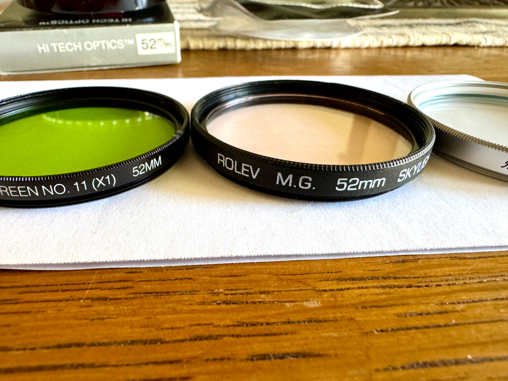 Variety of 52MM Lens Filters by Tempo Plus, Vivitar, Rolev and Hi-Tech Optics