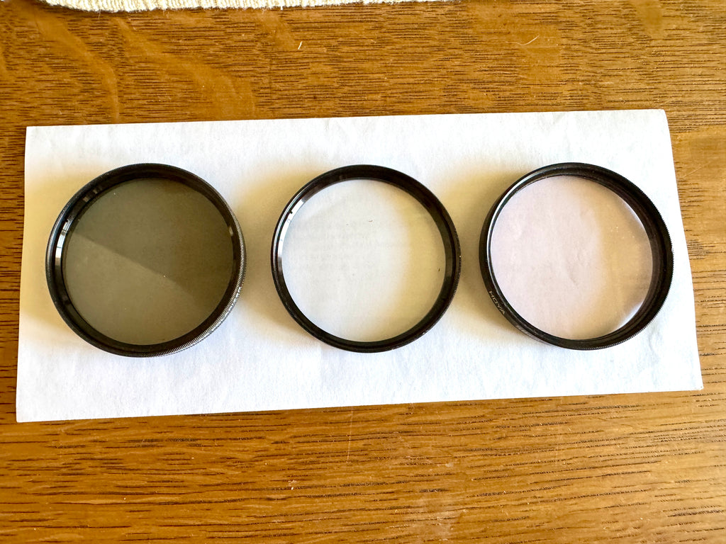 Vtg 58MM lens Filters Sunpak Circular Polarizer & UV Lens and a Hoya Skylight (1B) Lens