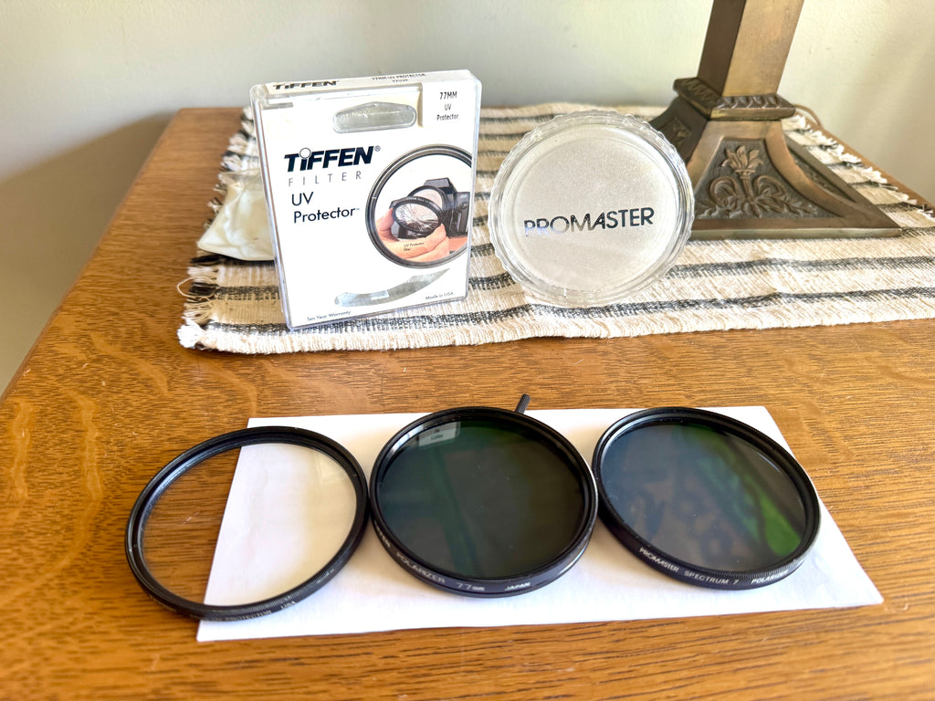 77mm Lens Filter Variety Set, Tiffen UV Protector & Circular Polarizer and ProMaster Spectrum 7 Polarizer Filter