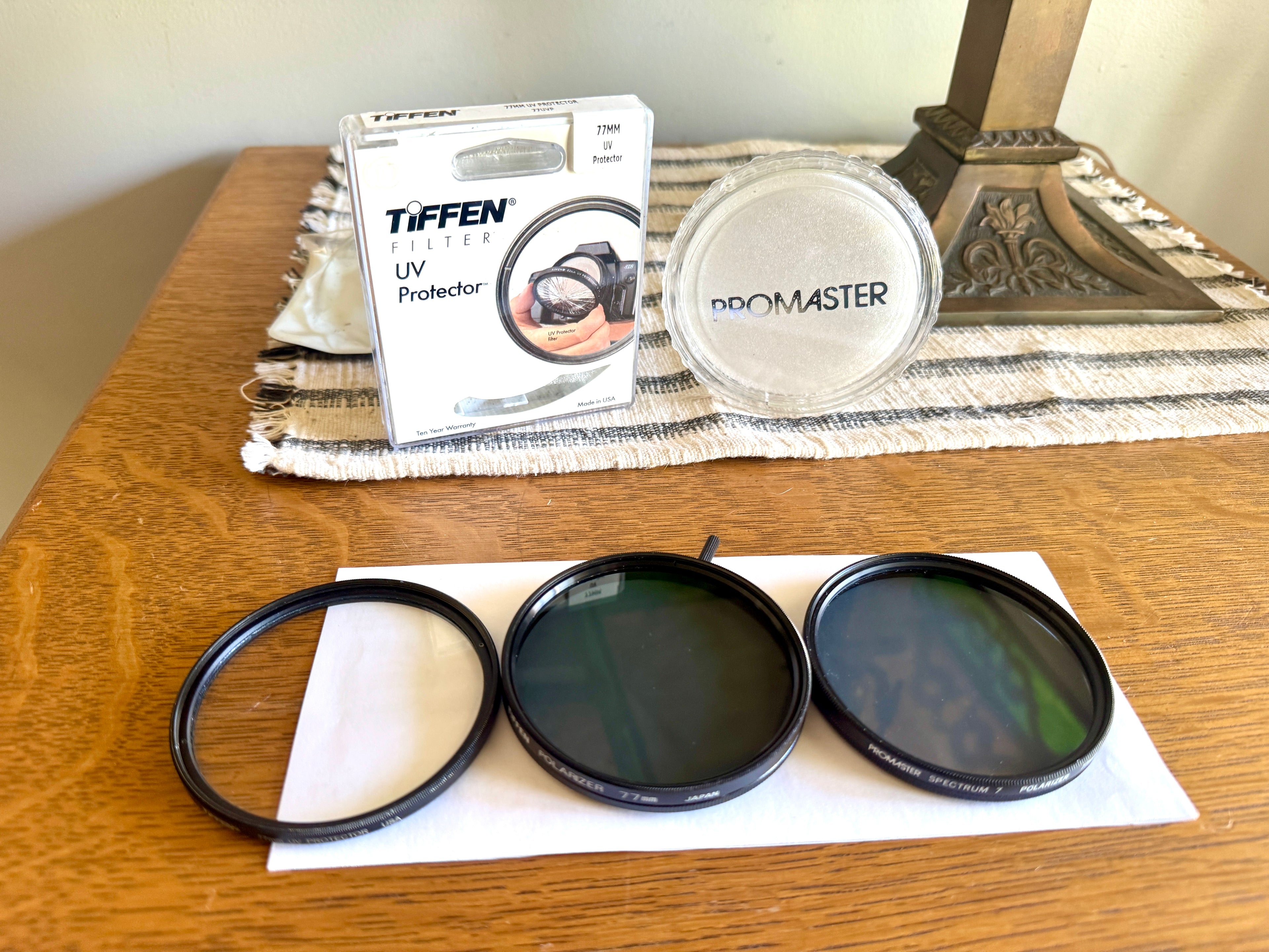77mm Lens Filter Variety Set, Tiffen UV Protector & Circular Polarizer and ProMaster Spectrum 7 Polarizer Filter