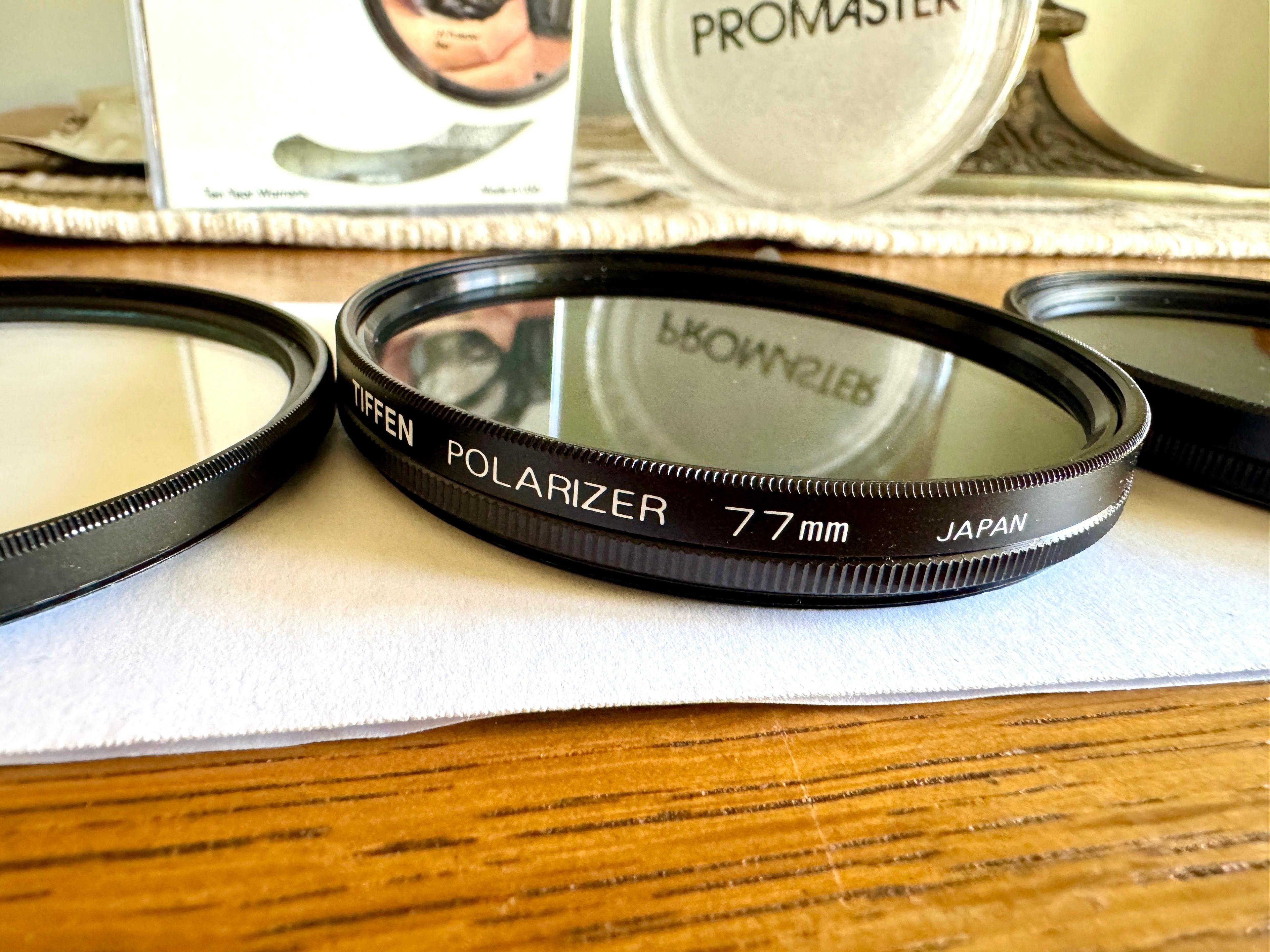 77mm Lens Filter Variety Set, Tiffen UV Protector & Circular Polarizer and ProMaster Spectrum 7 Polarizer Filter