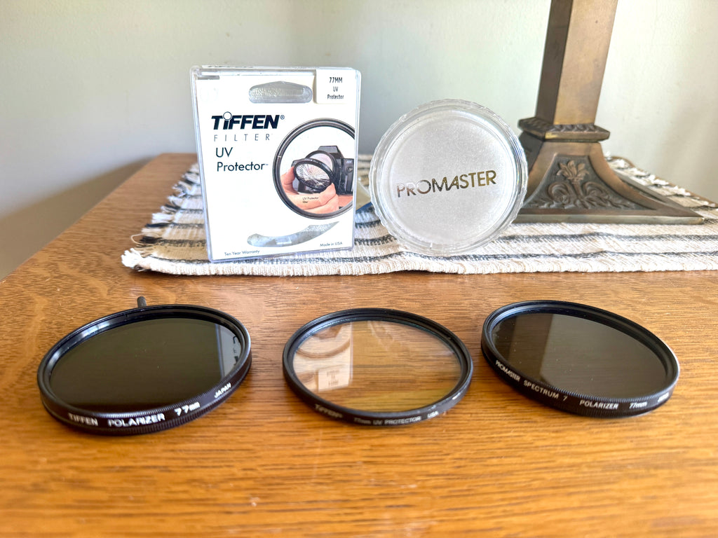 77mm Lens Filter Variety Set, Tiffen UV Protector & Circular Polarizer and ProMaster Spectrum 7 Polarizer Filter
