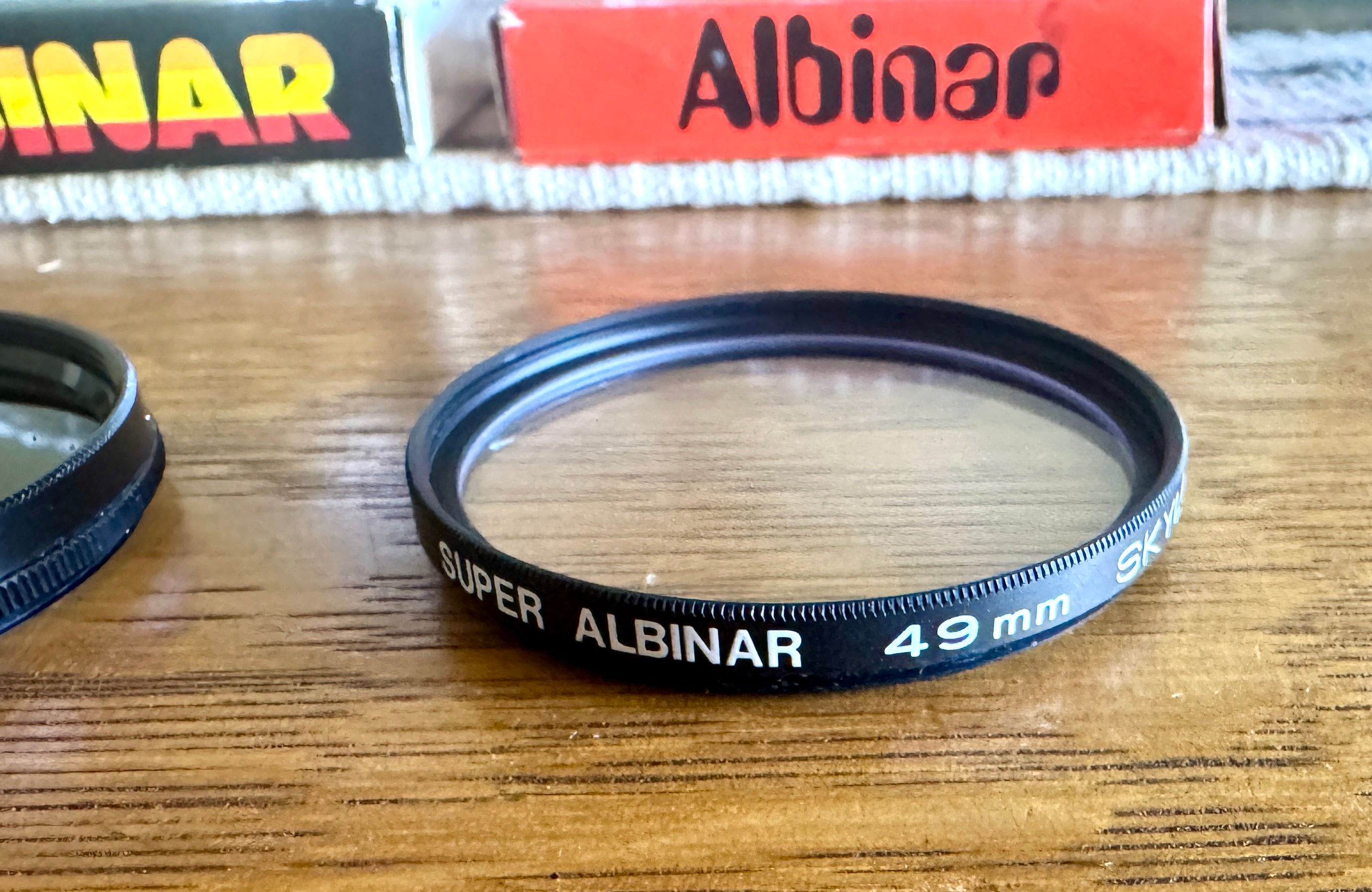 Vtg Super Albinar 49mm PL Lens Filter and Skylight Filter In Cases