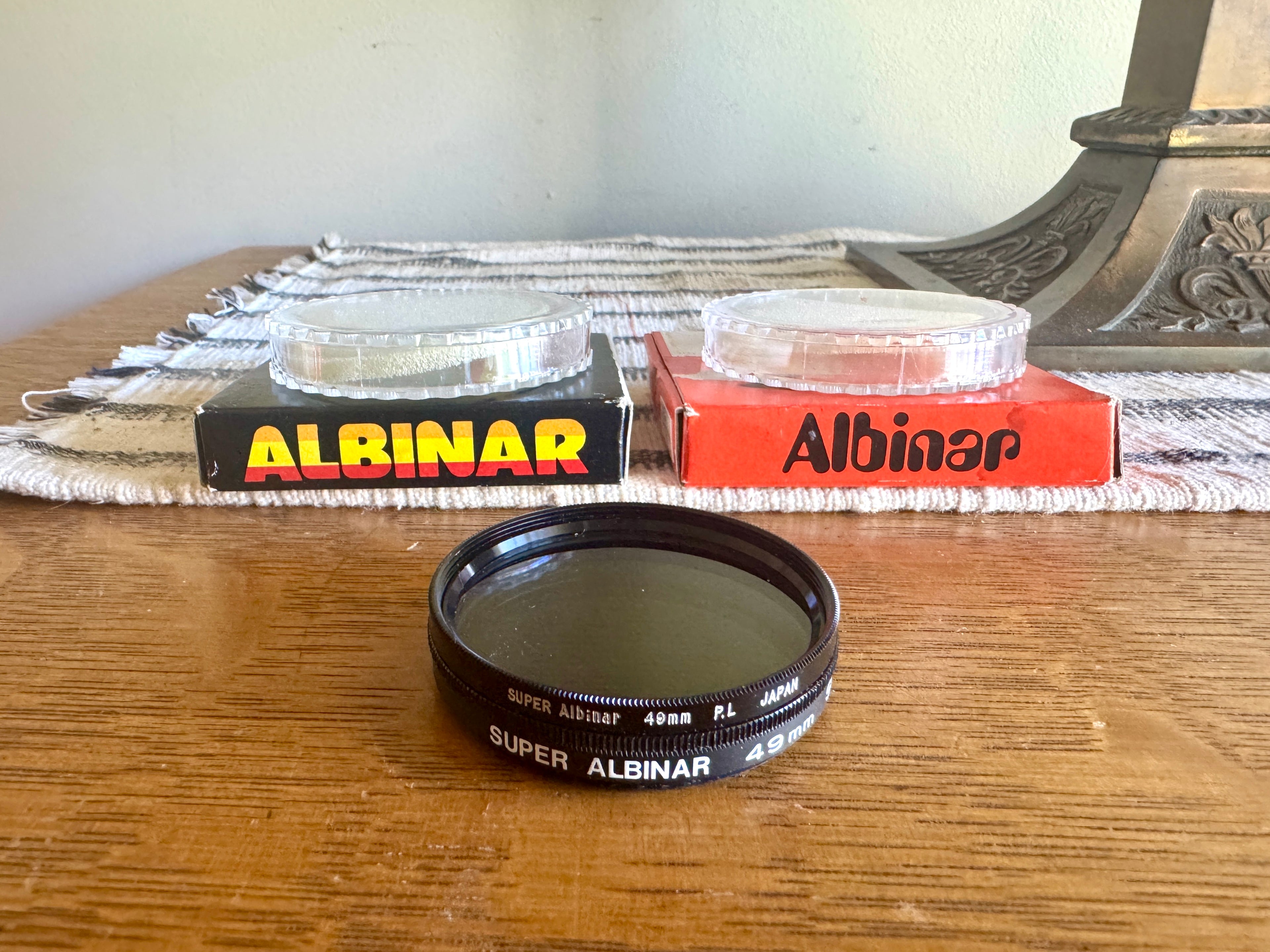 Vtg Super Albinar 49mm PL Lens Filter and Skylight Filter In Cases