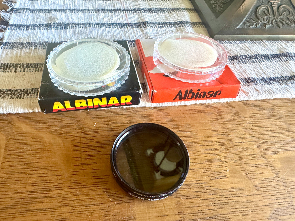 Vtg Super Albinar 49mm PL Lens Filter and Skylight Filter In Cases