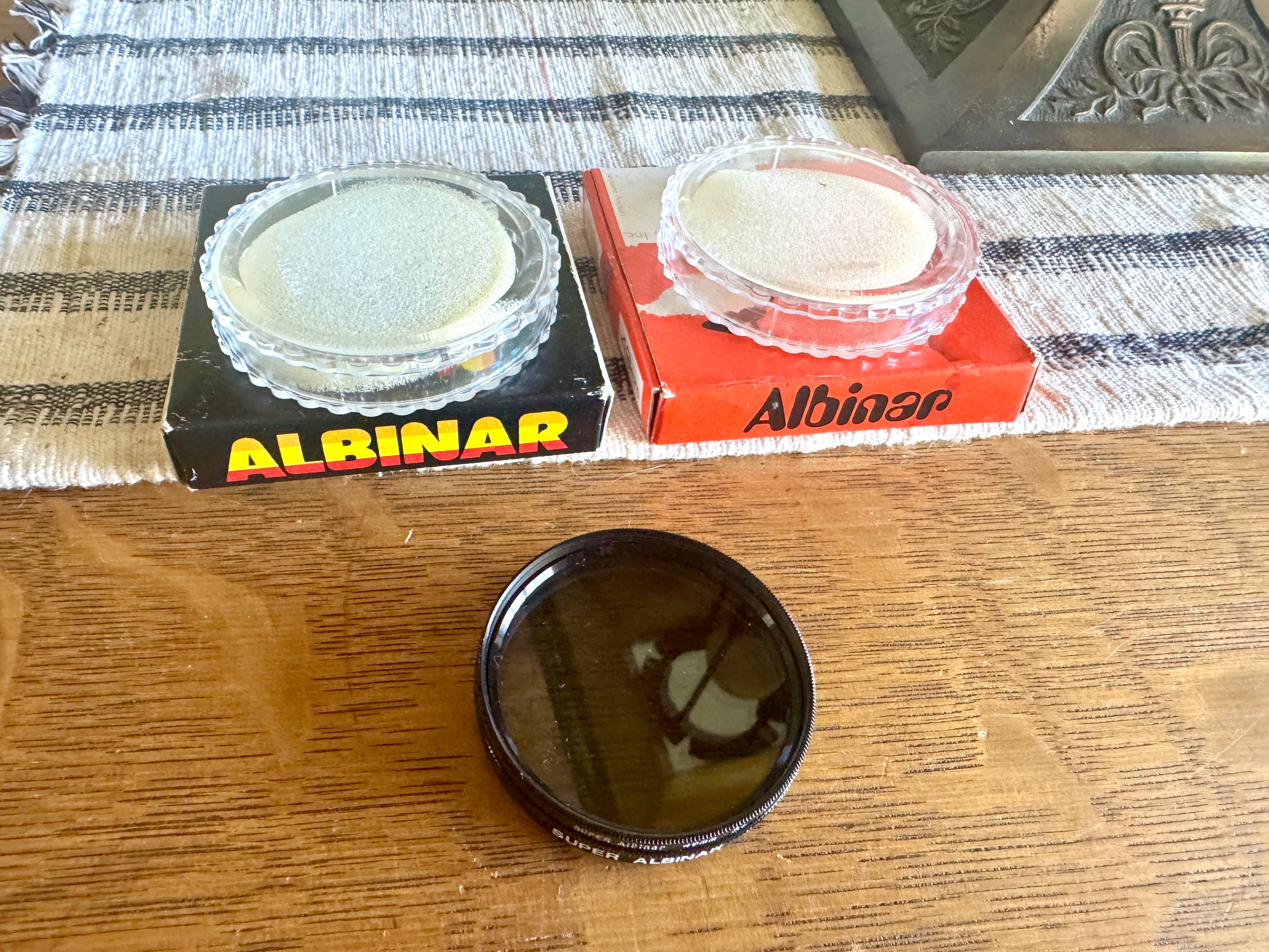 Vtg Super Albinar 49mm PL Lens Filter and Skylight Filter In Cases
