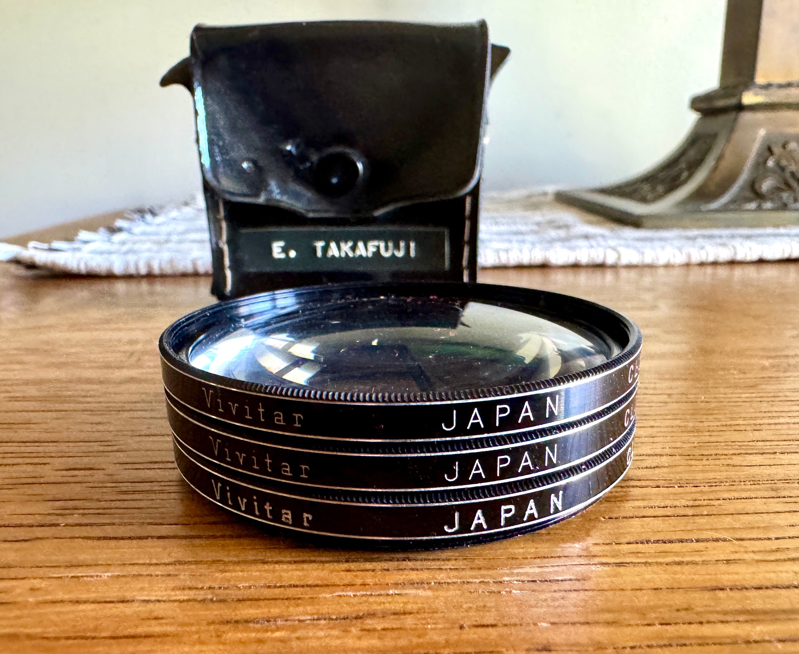 Vivitar 55mm Coated Close-Up Camera Lens Filters #1 #2 #4 in Black Leather Case